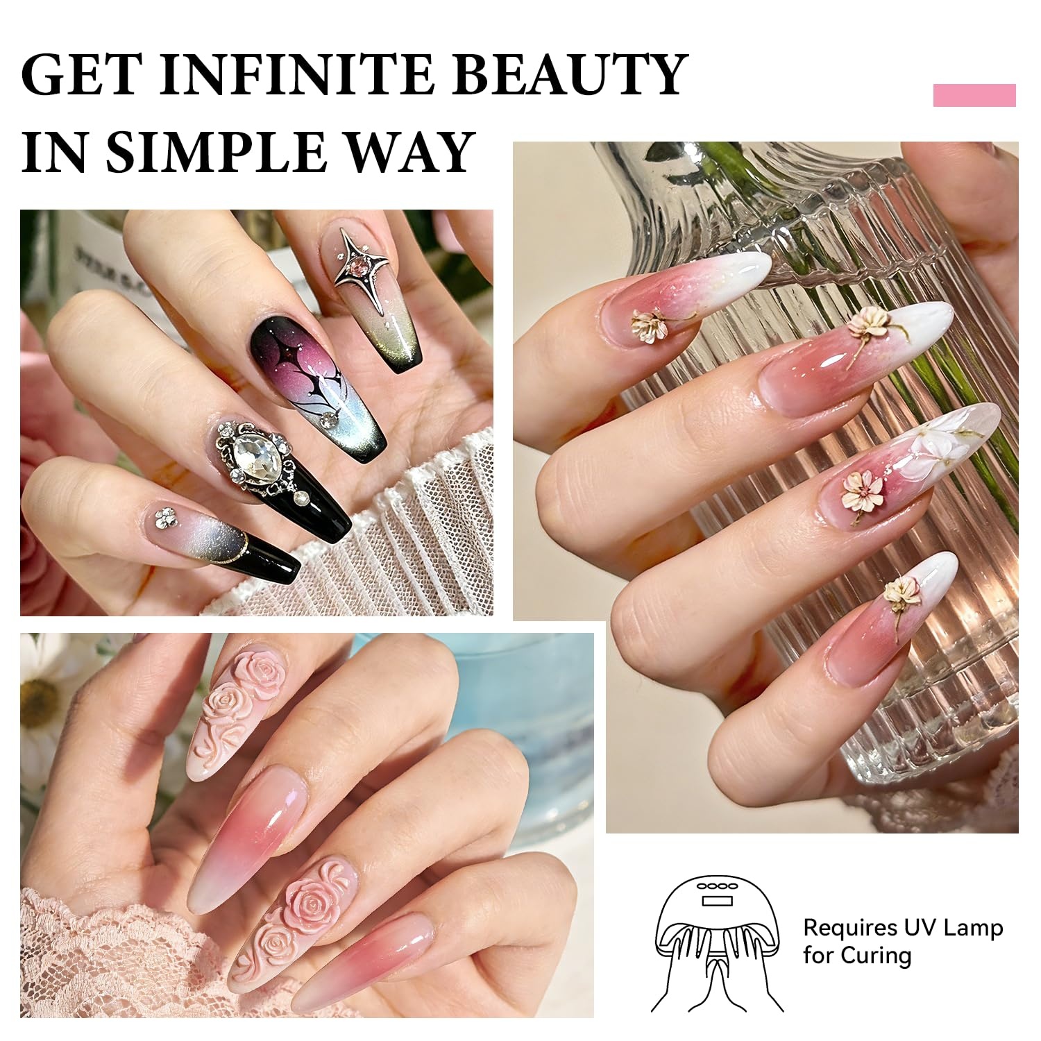 JODSONE 3Pcs 16.5ml Top Coat And Base Coat Set with Blooming Gel No Wipe Top Coat Base Blooming Gel for Spreading Effect Print Nail Painting Need U V Lamp Cured(100ML Blooming Gel Refill) - view 7