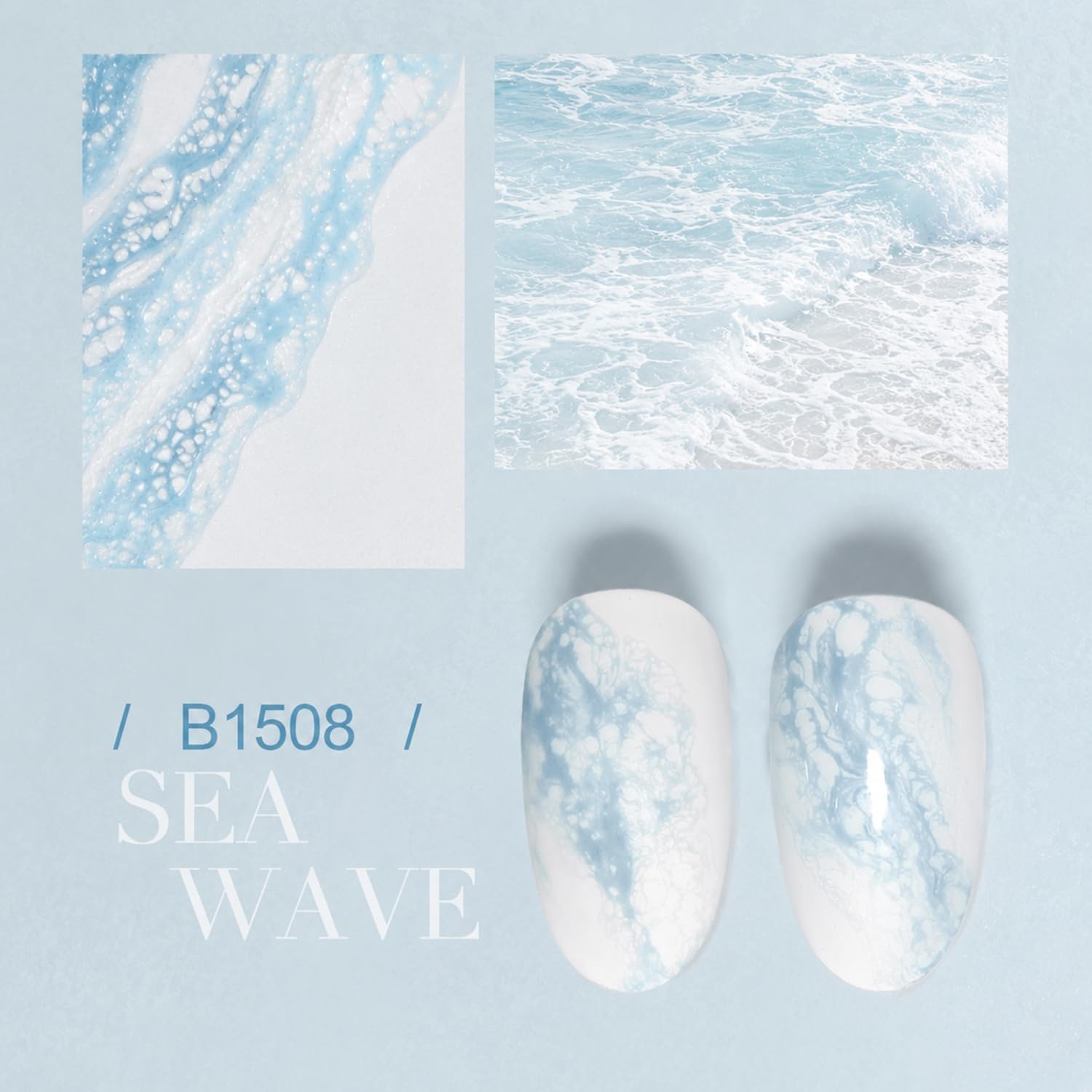 JODSONE Ocean Wave Blooming Gel Nail Polish,16.5ml Wave White Blooming Liquid for Spreading Wave Effect,High Fluidity Wave Textures for DIY Nail Art Design,Applied Over Uncured Base Gel(B1508)