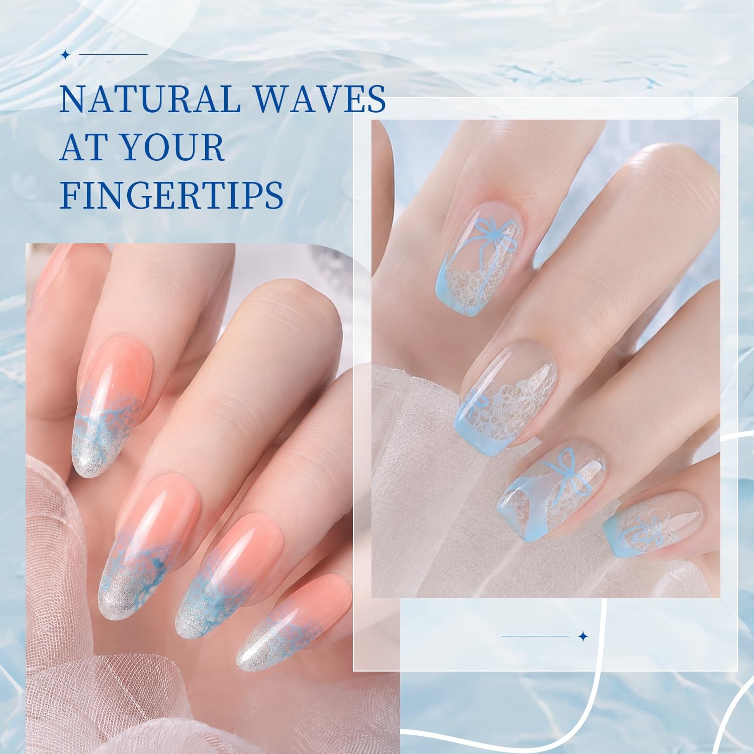 JODSONE Ocean Wave Blooming Gel Nail Polish,16.5ml Wave White Blooming Liquid for Spreading Wave Effect,High Fluidity Wave Textures for DIY Nail Art Design,Applied Over Uncured Base Gel(B1508) - view 6