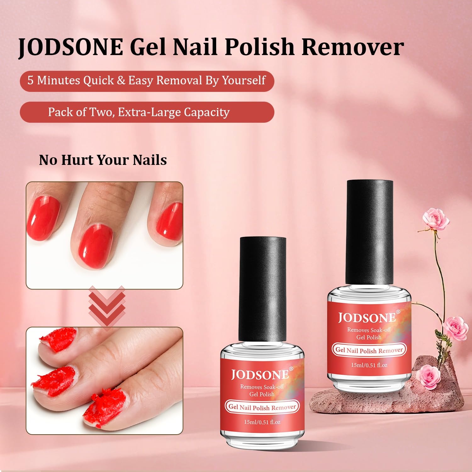 JODSONE 3Pcs 10ml Top and Base Coat Gel Nail Remover Set Gel Nail Remover for Quick and Easy at Home Removal U V Light Curing Required(R0001)
