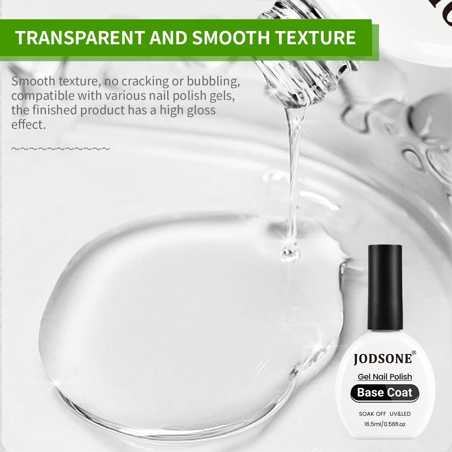 JODSONE 3Pcs 16.5ml Top Coat and Base Coat Set with Gel Nail Remover No Wipe Top Coat Base Need U V Lamp Cured Gel Nail Remover for Quick and Easy Removal At Home(GN005)