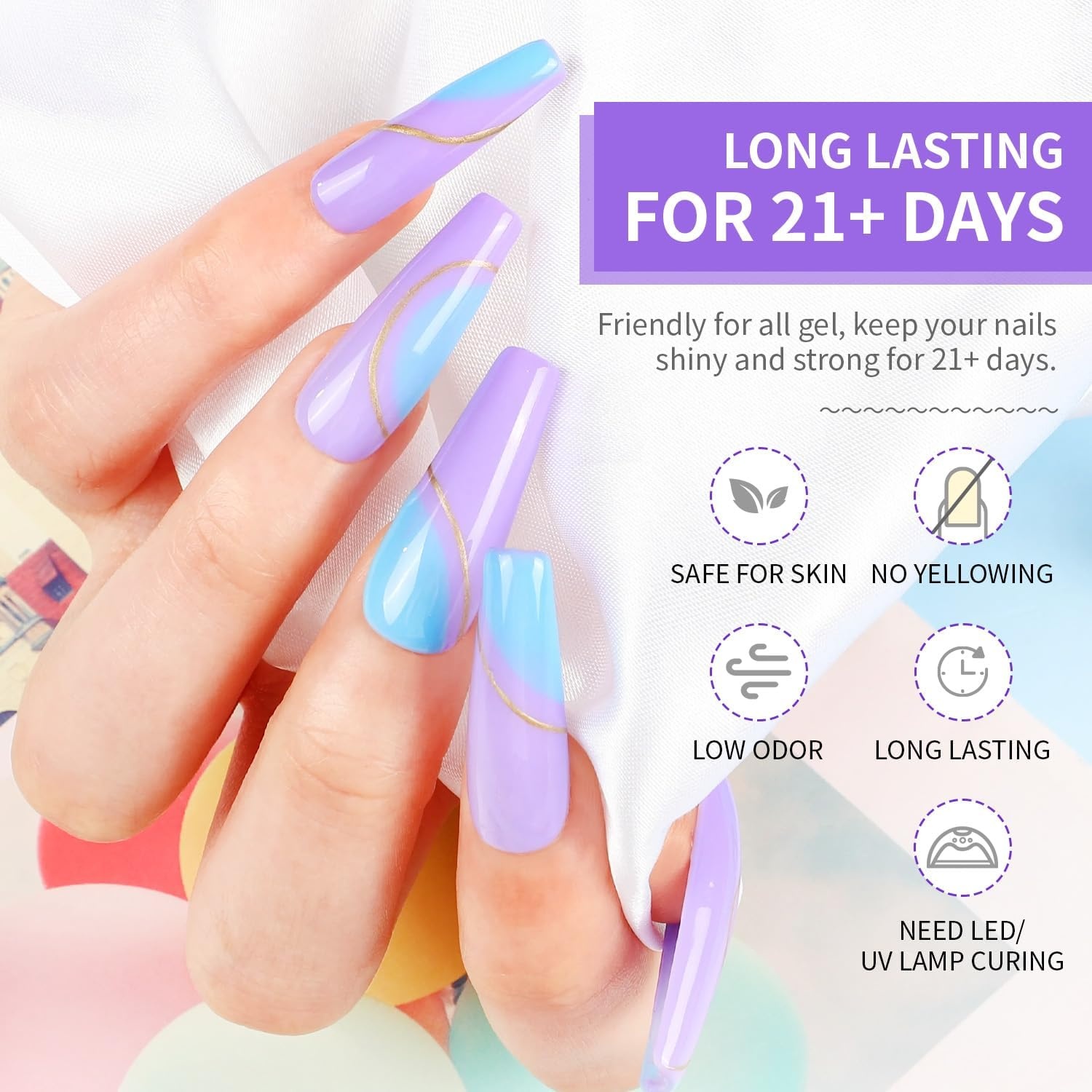 JODSONE 3Pcs 16.5ml Top Coat and Base Coat Set with Gel Nail Remover No Wipe Top Coat Base Need U V Lamp Cured Gel Nail Remover for Quick and Easy Removal At Home(GN005) - view 6