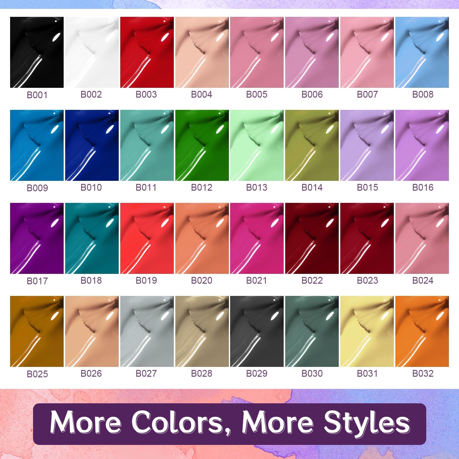 JODSONE 23 PCS Gel Nail Polish Set with Base Glossy and Matte Top Coat Multicolored Gel Nail Long Lasting Suitable for All Seasons(32KIT 1G 01-A 107P) - view 3