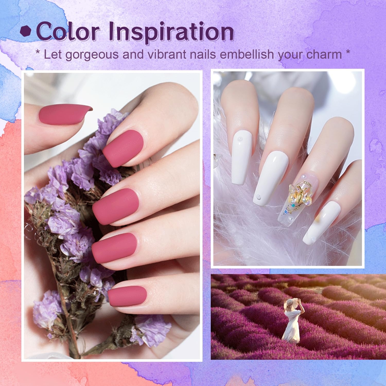 JODSONE 23 PCS Gel Nail Polish Set with Base Glossy and Matte Top Coat Multicolored Gel Nail Long Lasting Suitable for All Seasons(32KIT 1G 01-A 107P) - view 5