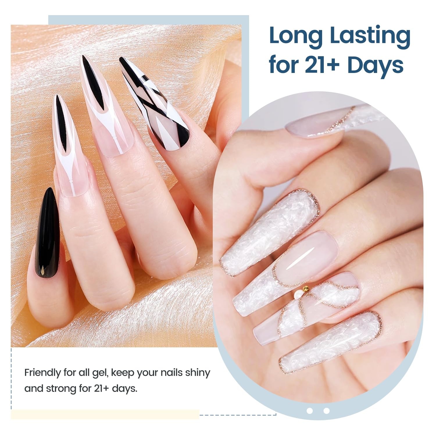 JODSONE 4 Bottle 10ML Nail Primer Base Coat Top Coat and Builder Gel Glossy Durable Long Lasting Gift for Girls at Home Salon Design(Base coat) - view 2