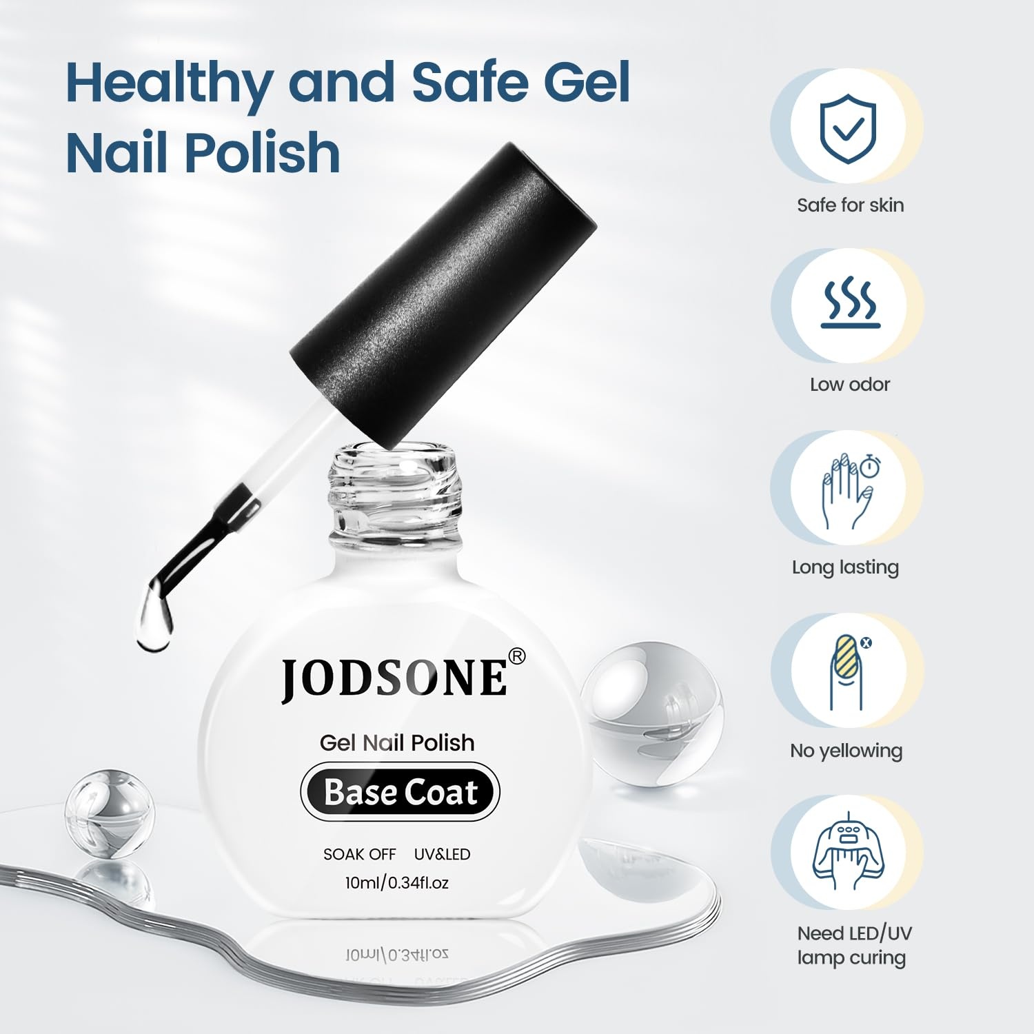 JODSONE 4 Bottle 10ML Nail Primer Base Coat Top Coat and Builder Gel Glossy Durable Long Lasting Gift for Girls at Home Salon Design(Base coat) - view 3