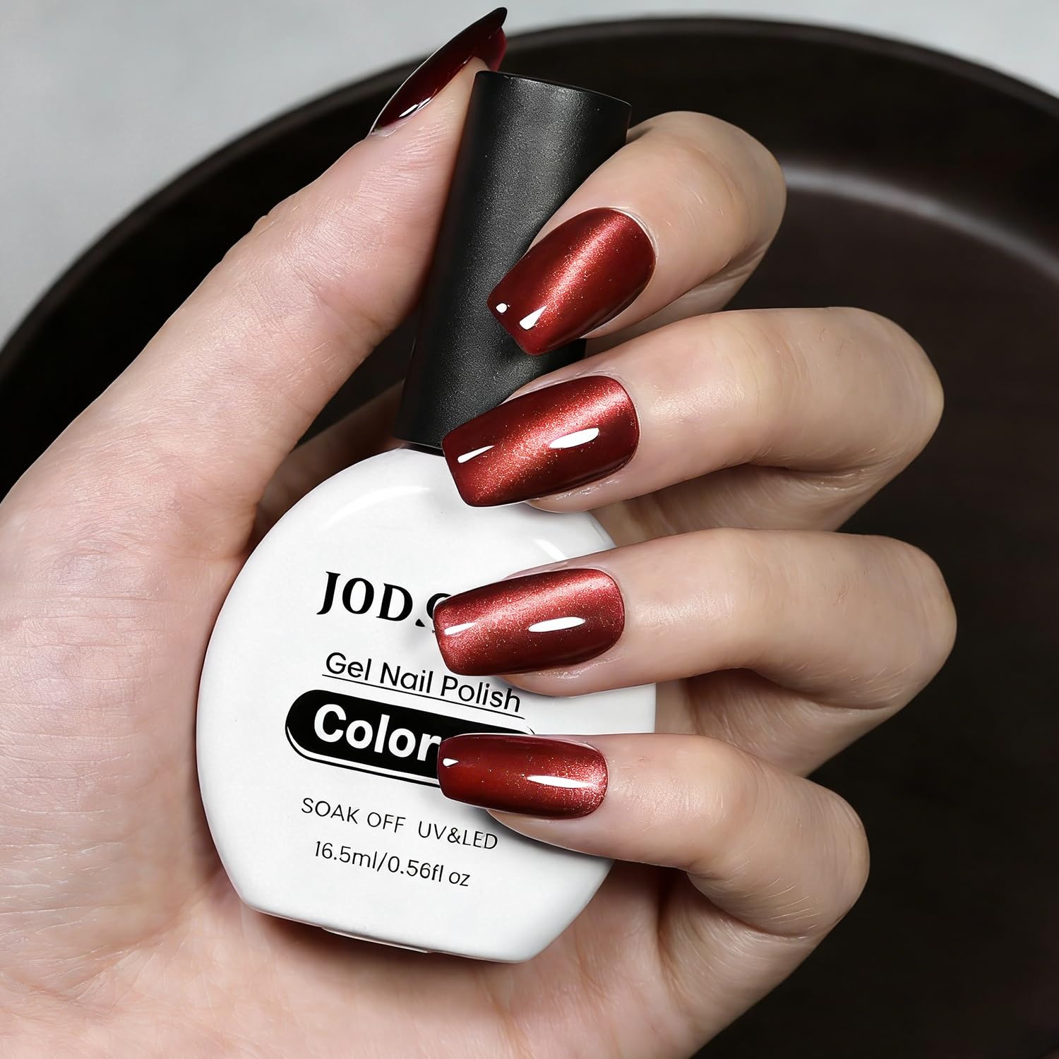 JODSONE 16.5ml Cat Eye Gel Nail Polish Pink Purple Glitter Magnetic Reflective Translucent at Home Salon Design Need U V Curing(Burgundy Red 16.5ml (2718F)) - view 6