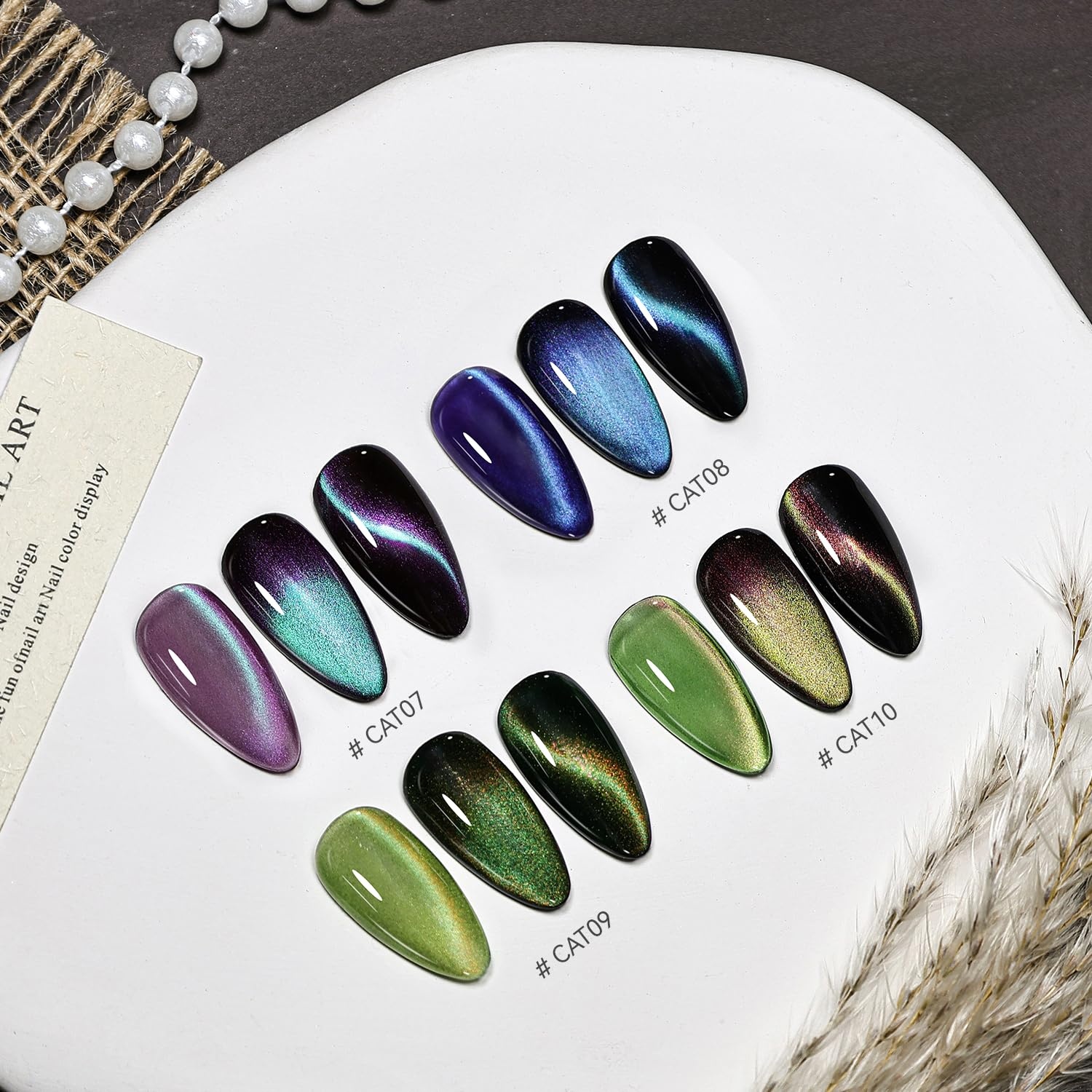 JODSONE 16.5 mL 9D Chameleon Cat Eye Gel Polish with Magnet, Blue Purple | UV/LED Cure, Black Gel Polish Recommended for Stronger Contrast, Multiple Customizable Cat-Eye Effects, Soak-Off Formula(CAT07-CAT10) - view 2