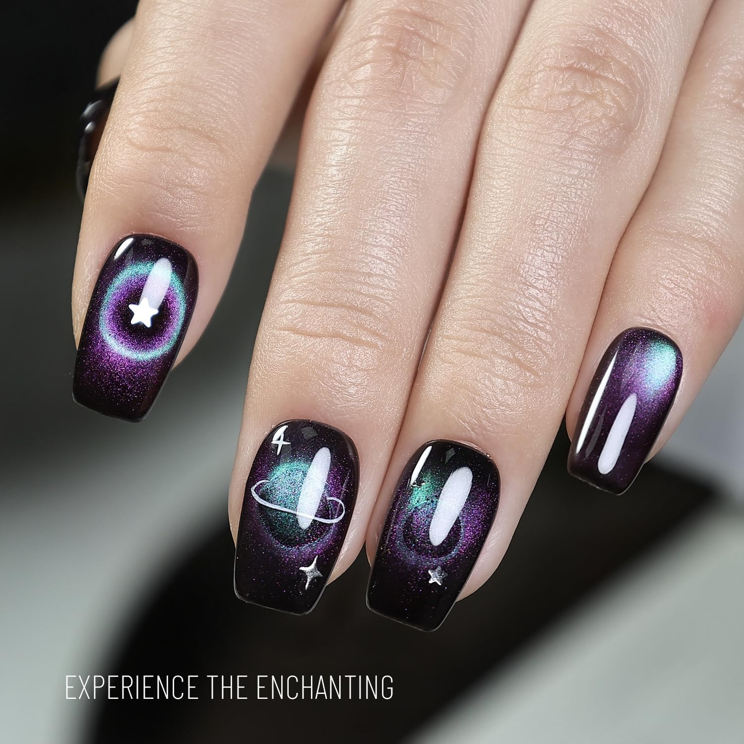 JODSONE 16.5 mL 9D Chameleon Cat Eye Gel Polish with Magnet, Blue Purple | UV/LED Cure, Black Gel Polish Recommended for Stronger Contrast, Multiple Customizable Cat-Eye Effects, Soak-Off Formula(CAT07-CAT10) - view 6