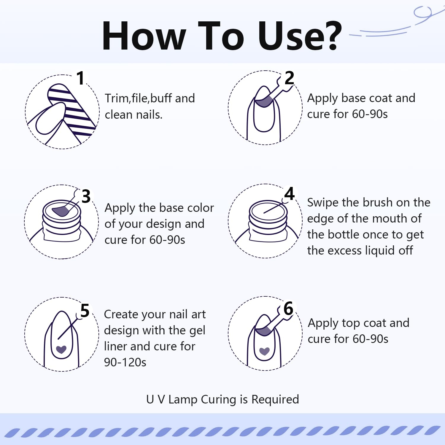 JODSONE Dark Blue Swirl Nail Art Liner Gel Polish,10ml Classic Color 3D Nail Art Pens Effect Nail Print Design with Thin Brush for French Tips Manicure Painting DIY at Home – LB10 - view 6