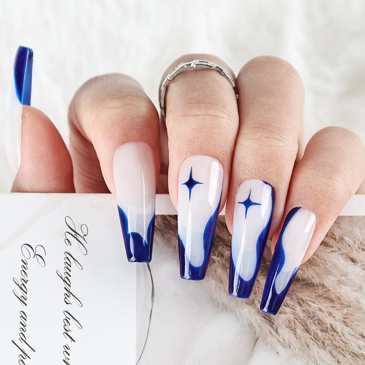 JODSONE Dark Blue Swirl Nail Art Liner Gel Polish,10ml Classic Color 3D Nail Art Pens Effect Nail Print Design with Thin Brush for French Tips Manicure Painting DIY at Home – LB10 - view 7