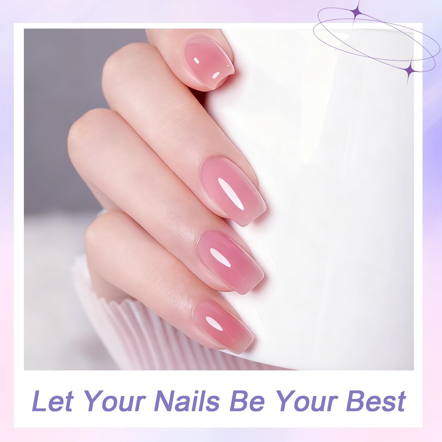 JODSONE 18ml Nude Jelly Gel Nail Polish Soak Off UV LED Art Manicure Salon DIY at Home Gift for Women(Jelly Fairy Pink)