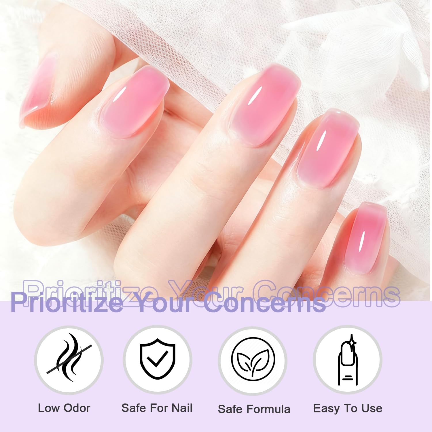 JODSONE 18ml Nude Jelly Gel Nail Polish Soak Off UV LED Art Manicure Salon DIY at Home Gift for Women(Jelly Fairy Pink) - view 4