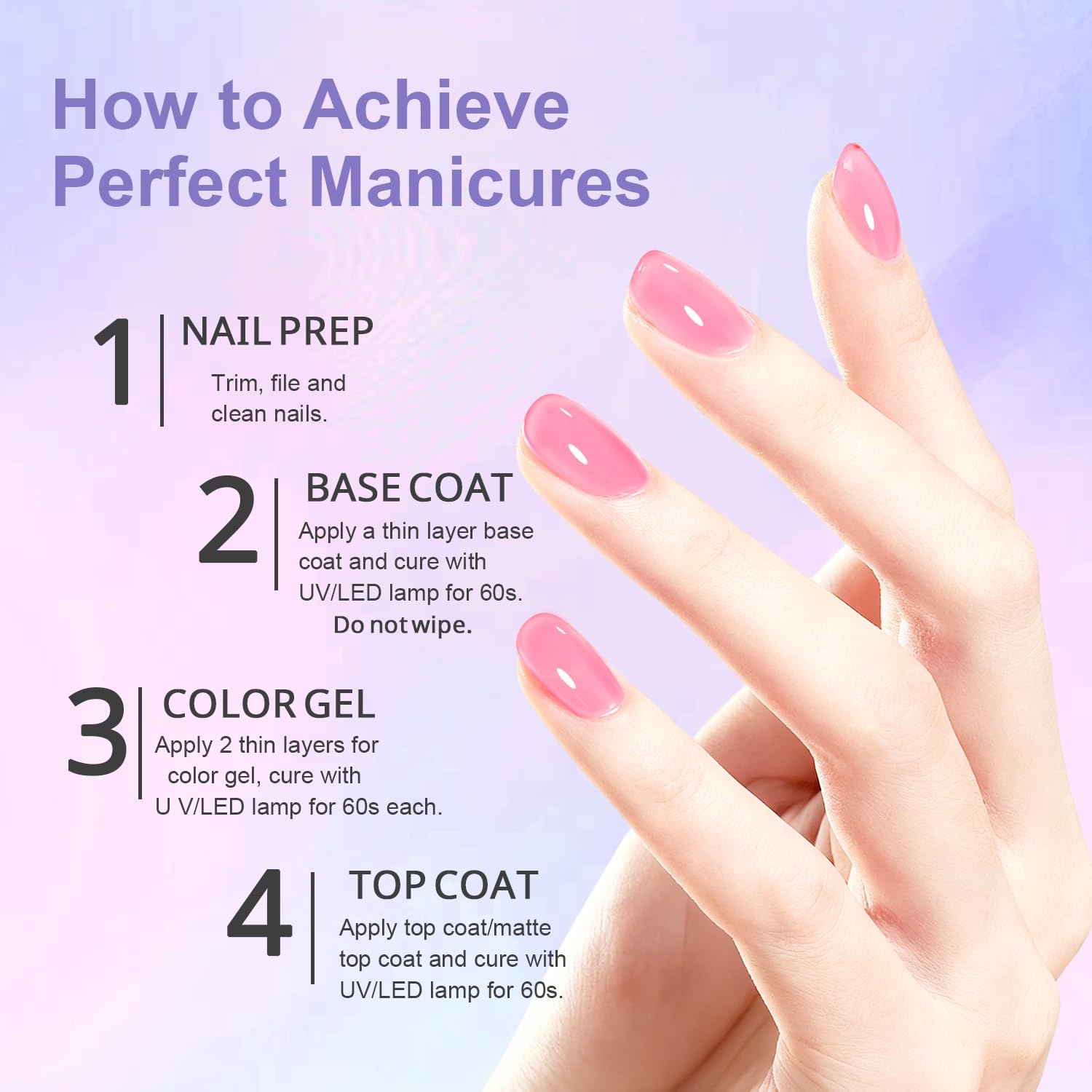 JODSONE 18ml Nude Jelly Gel Nail Polish Soak Off UV LED Art Manicure Salon DIY at Home Gift for Women(Jelly Fairy Pink) - view 5