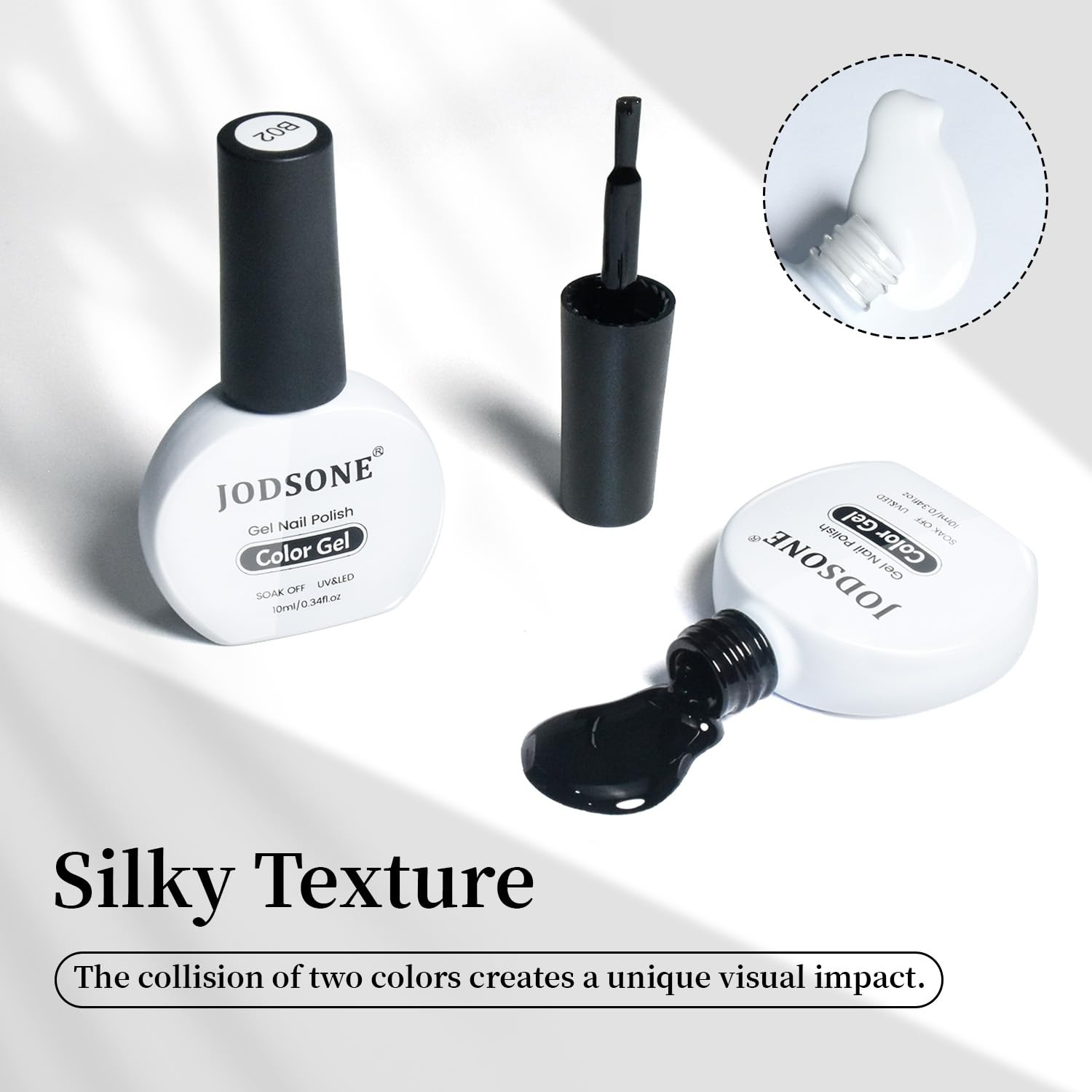 JODSONE 2Pcs Gel Nail Polish Set 10ml Black and White Gel Polish,Soak Off LED U V Nail Gel Manicure All Seasons Gel Polish Nail(B01-B02) - view 2