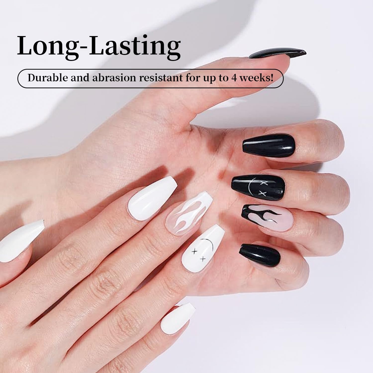 JODSONE 2Pcs Gel Nail Polish Set 10ml Black and White Gel Polish,Soak Off LED U V Nail Gel Manicure All Seasons Gel Polish Nail(B01-B02) - view 4
