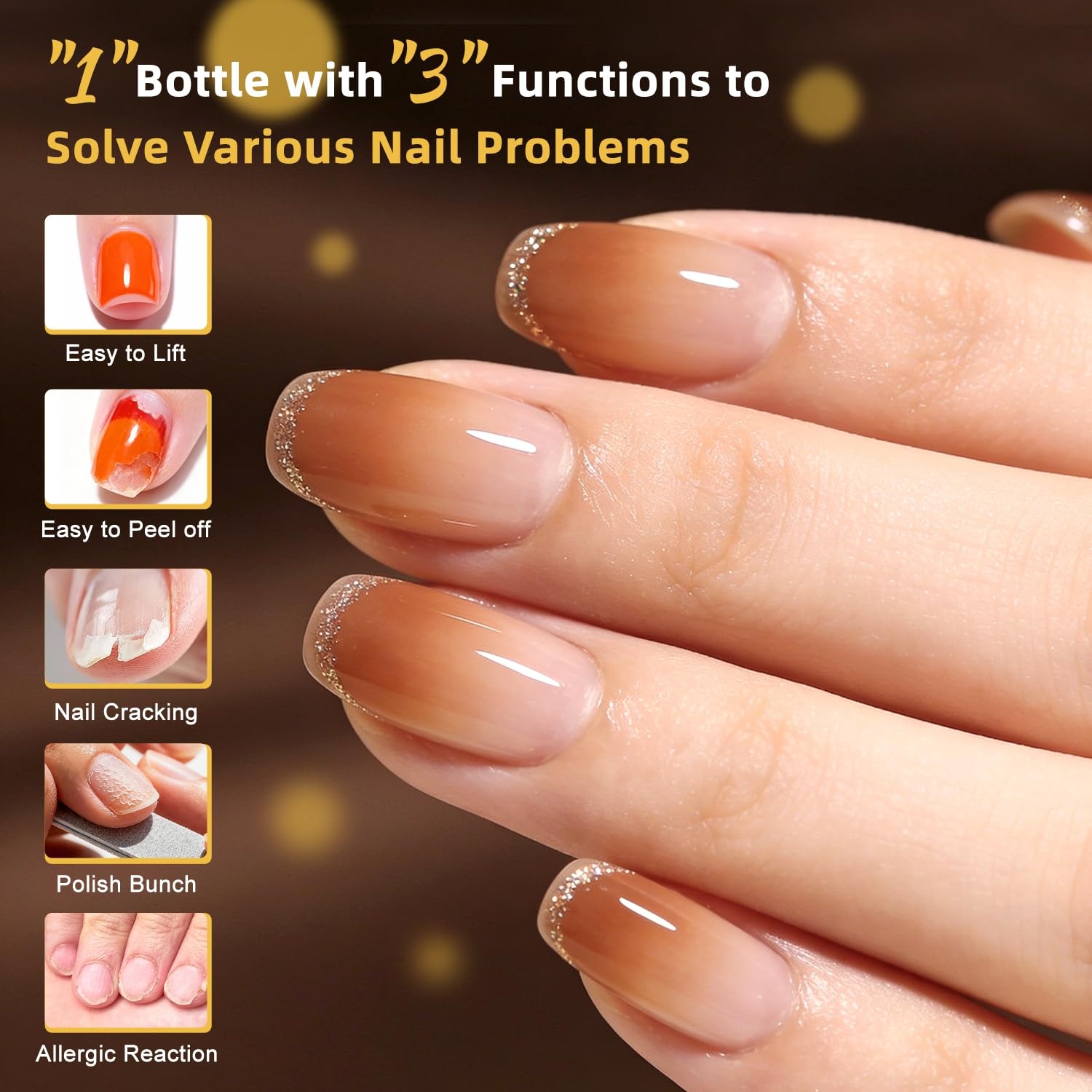 JODSONE 3Pcs 16.5ml Top Coat and Base Coat Set with Gel Nail Remover No Wipe Top Coat Base Need U V Lamp Cured Gel Nail Remover for Quick and Easy Removal At Home(GN015) - view 2