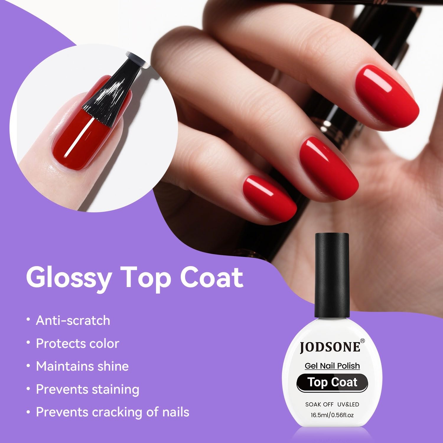 JODSONE 3Pcs 16.5ml Top Coat and Base Coat Set with Gel Nail Remover No Wipe Top Coat Base Need U V Lamp Cured Gel Nail Remover for Quick and Easy Removal At Home(GN001) - view 3