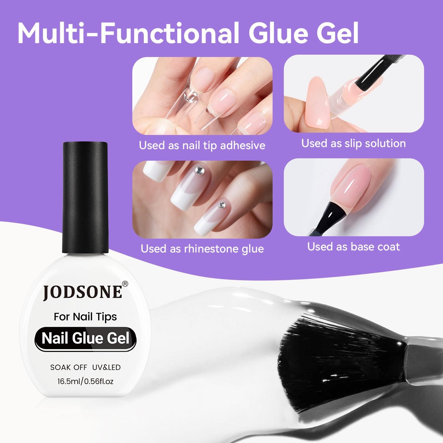 JODSONE 3Pcs 16.5ml Top Coat and Base Coat Set with Gel Nail Remover No Wipe Top Coat Base Need U V Lamp Cured Gel Nail Remover for Quick and Easy Removal At Home(GN001) - view 4