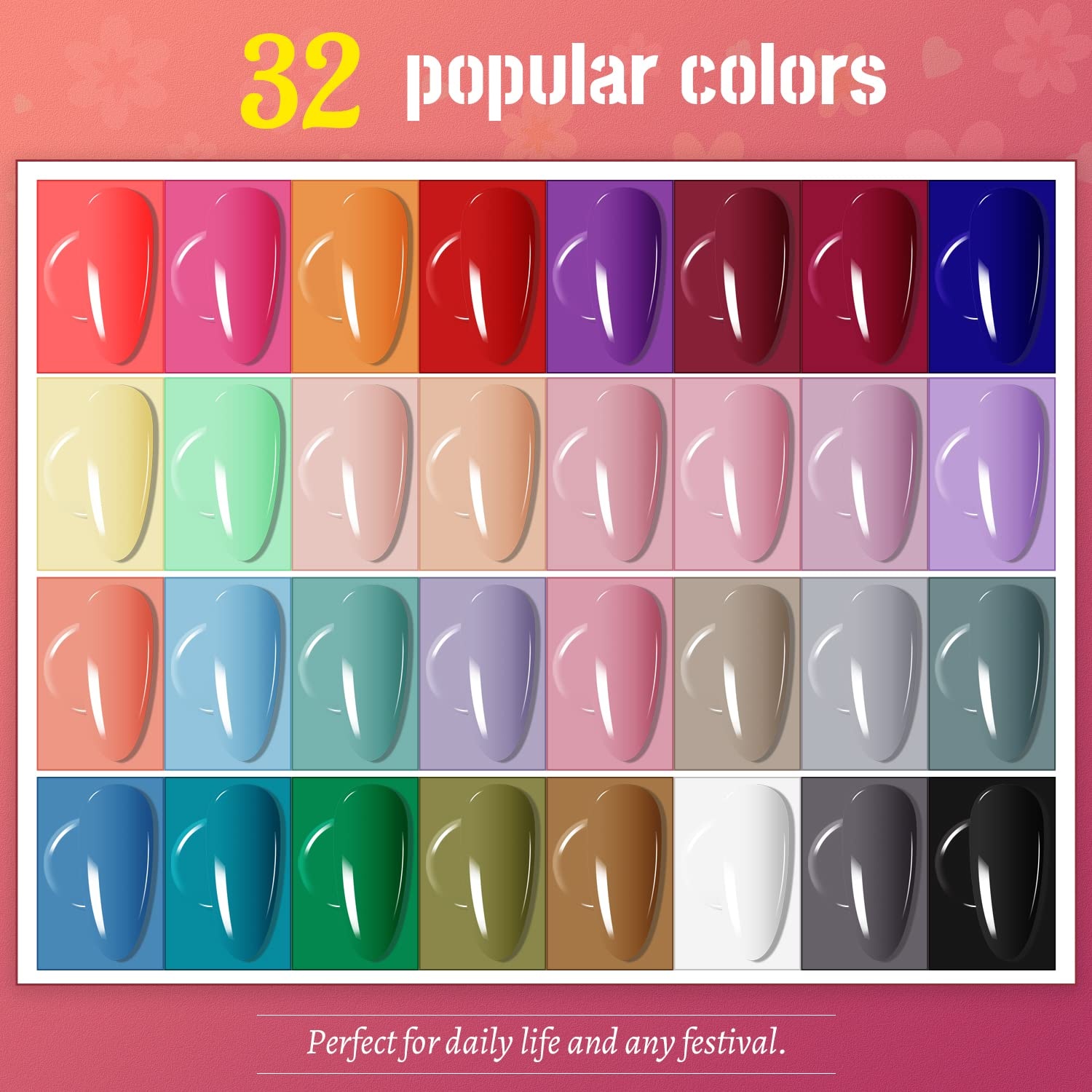JODSONE 23 PCS Gel Nail Polish Set with Base Glossy and Matte Top Coat Multicolored Gel Nail Long Lasting Suitable for All Seasons(32KIT 1G 01-A) - view 2