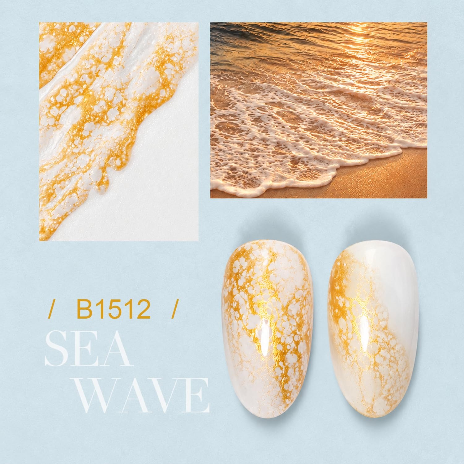 JODSONE Ocean Wave Blooming Gel Nail Polish,16.5ml Wave White Blooming Liquid for Spreading Wave Effect,High Fluidity Wave Textures for DIY Nail Art Design,Applied Over Uncured Base Gel(B1512)