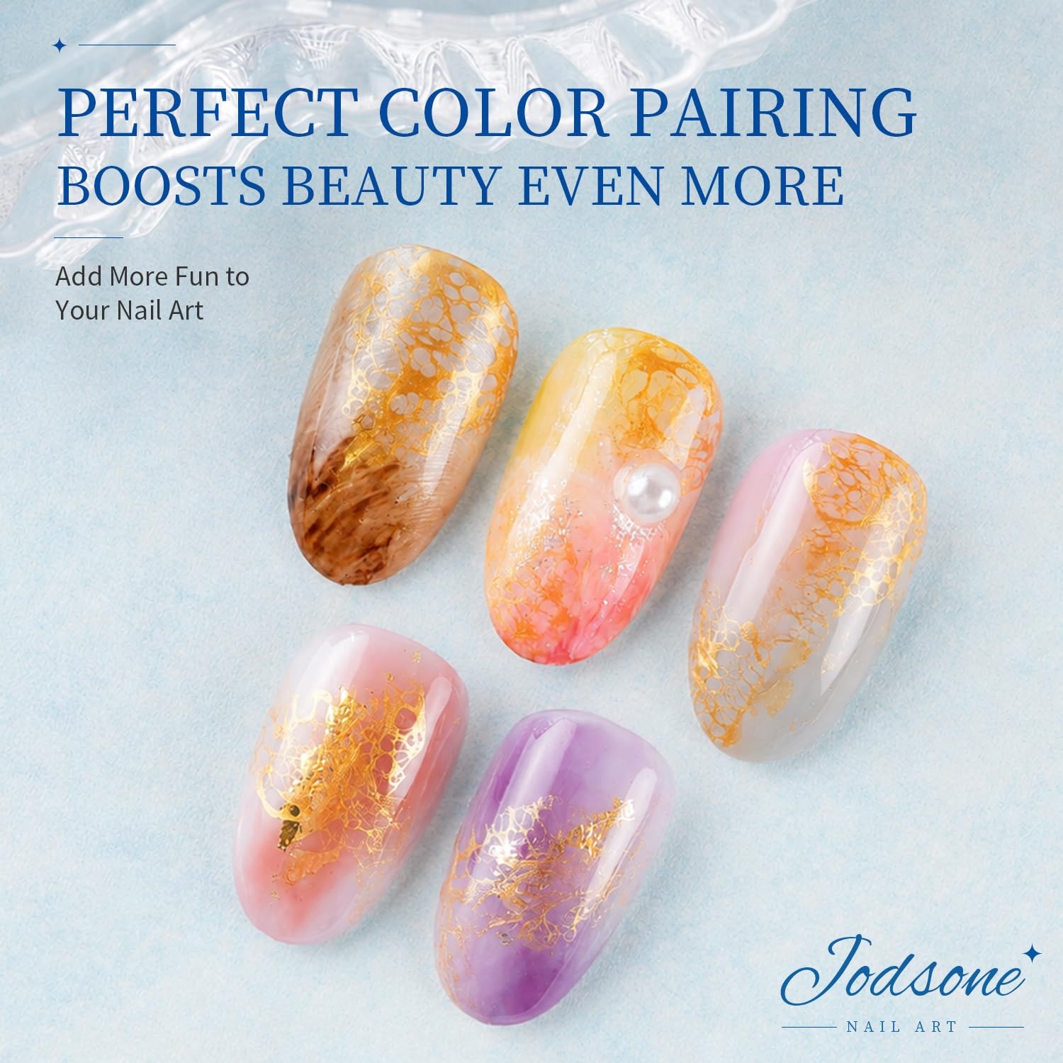 JODSONE Ocean Wave Blooming Gel Nail Polish,16.5ml Wave White Blooming Liquid for Spreading Wave Effect,High Fluidity Wave Textures for DIY Nail Art Design,Applied Over Uncured Base Gel(B1512) - view 2