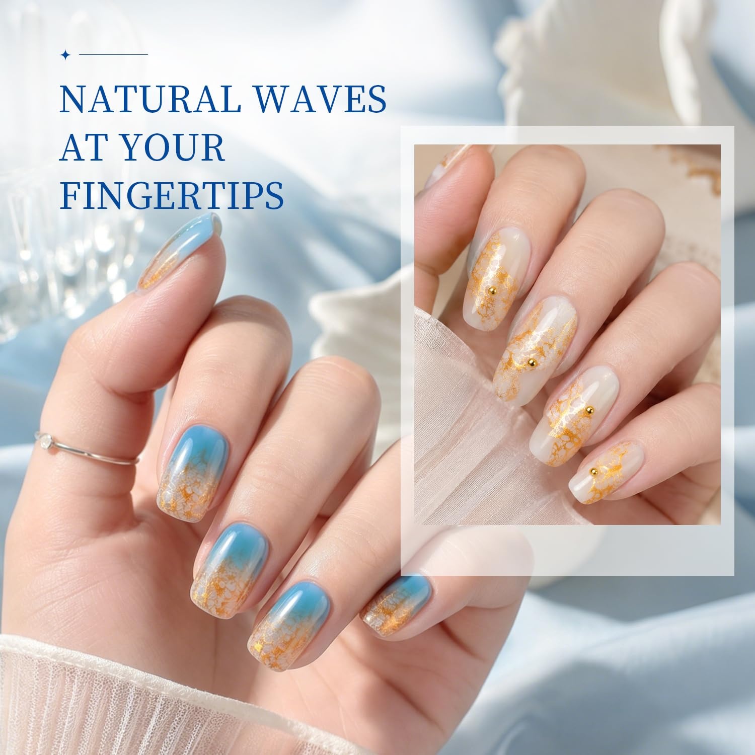 JODSONE Ocean Wave Blooming Gel Nail Polish,16.5ml Wave White Blooming Liquid for Spreading Wave Effect,High Fluidity Wave Textures for DIY Nail Art Design,Applied Over Uncured Base Gel(B1512) - view 6