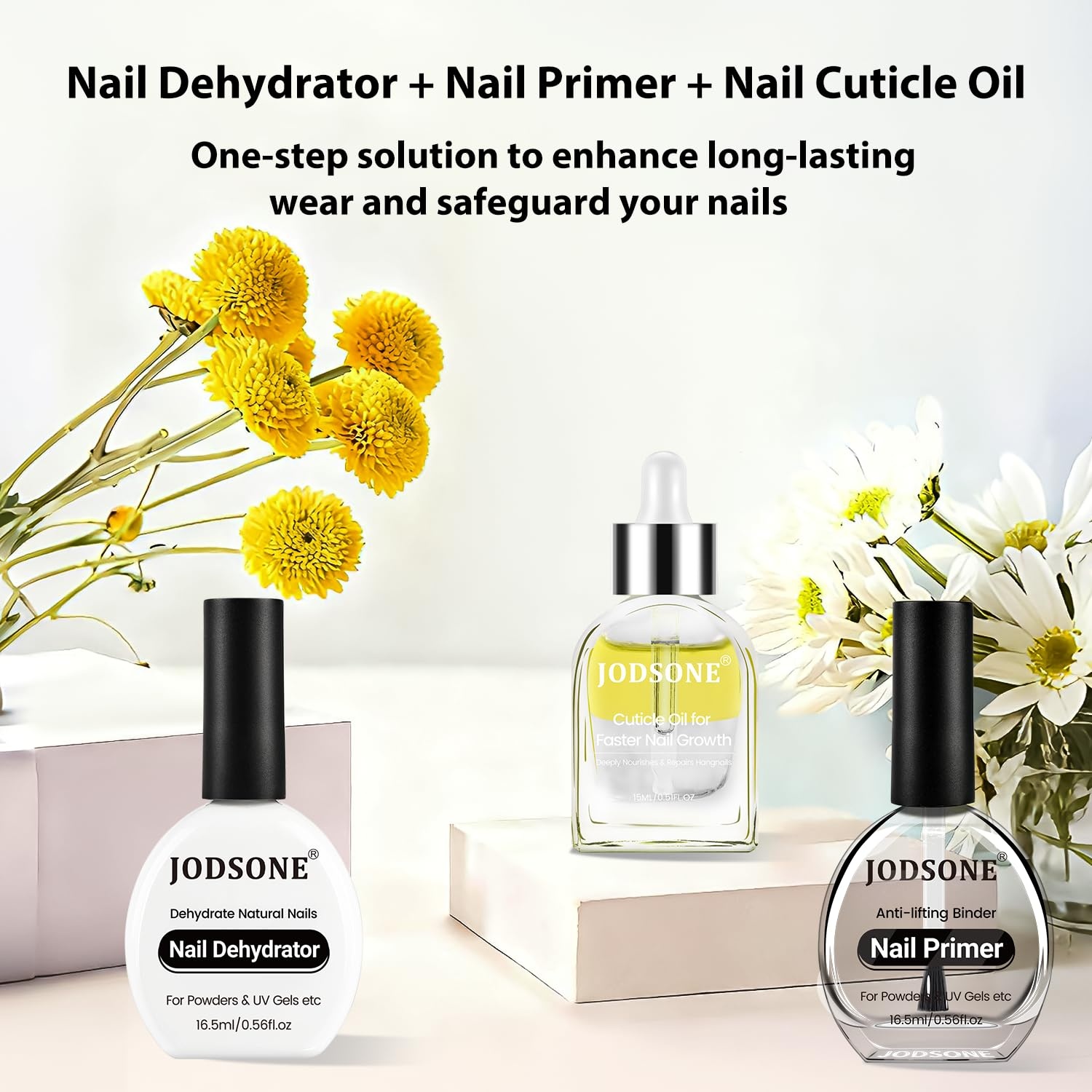 JODSONE 4 Bottles of 15 Capacities of Nail Dehydrator Nail Primer Base Top Coat Long Lasting and Easy to Apply Large Bottle(2PCS-16.5ML-DP)