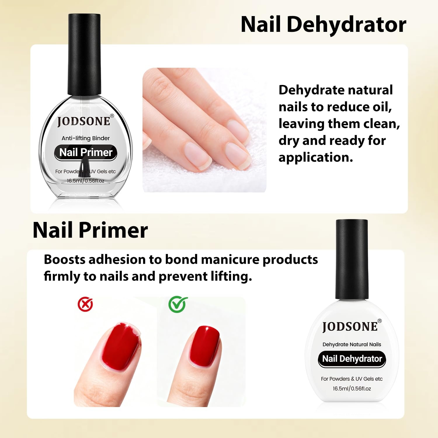 JODSONE 4 Bottles of 15 Capacities of Nail Dehydrator Nail Primer Base Top Coat Long Lasting and Easy to Apply Large Bottle(2PCS-16.5ML-DP) - view 2