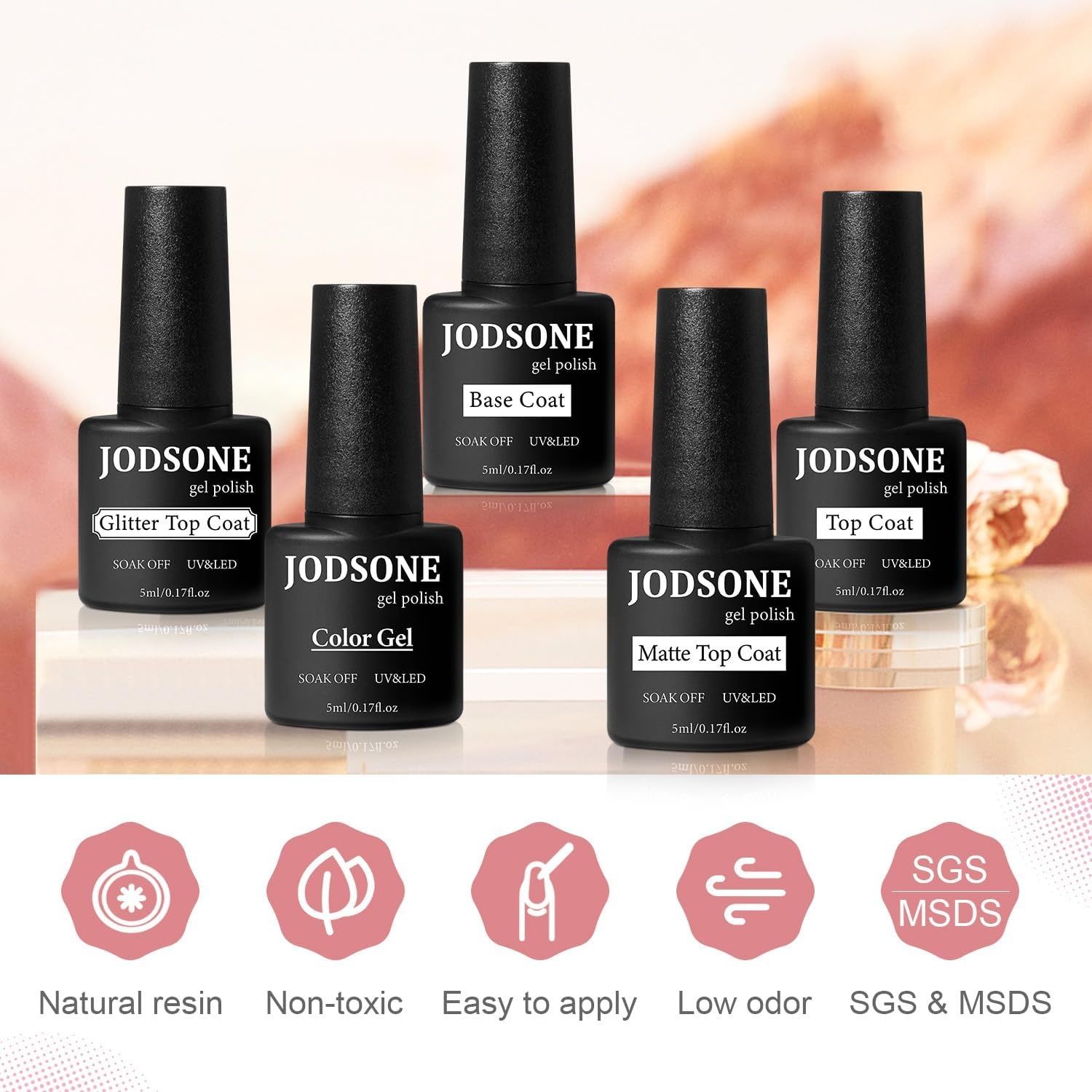 JODSONE 23 PCS Gel Nail Polish Set with Base Glossy and Matte Top Coat Multicolored Gel Nail Long Lasting Suitable for All Seasons(32KIT 1G 05-A) - view 2