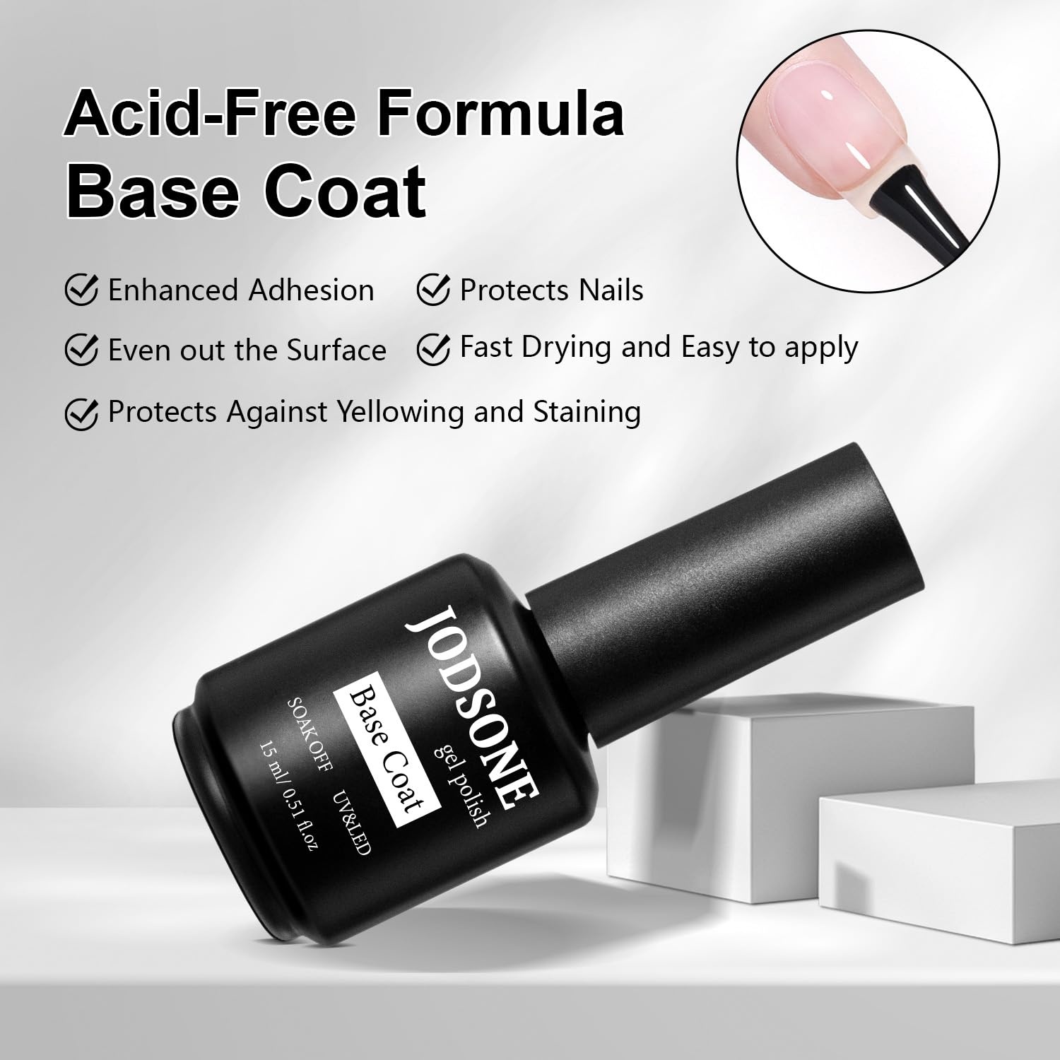 JODSONE 15ML Nail Primer Base Coat Top Coat Glossy Quick Drying Durable DIY Nail Art Design Long Lasting Gift(15ML-BT-BG) - view 2