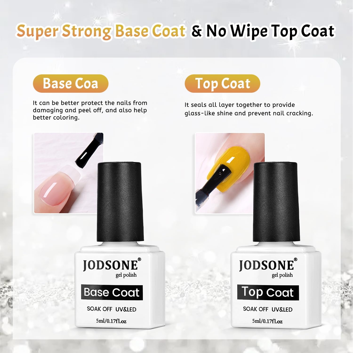 JODSONE 12 PCS Gel Nail Polish Set with Base Coat and Top Coat Limited Red Pink High Gloss Fashion Gifts for Women & Girls(10SET-Jelly-Autumn) - view 5