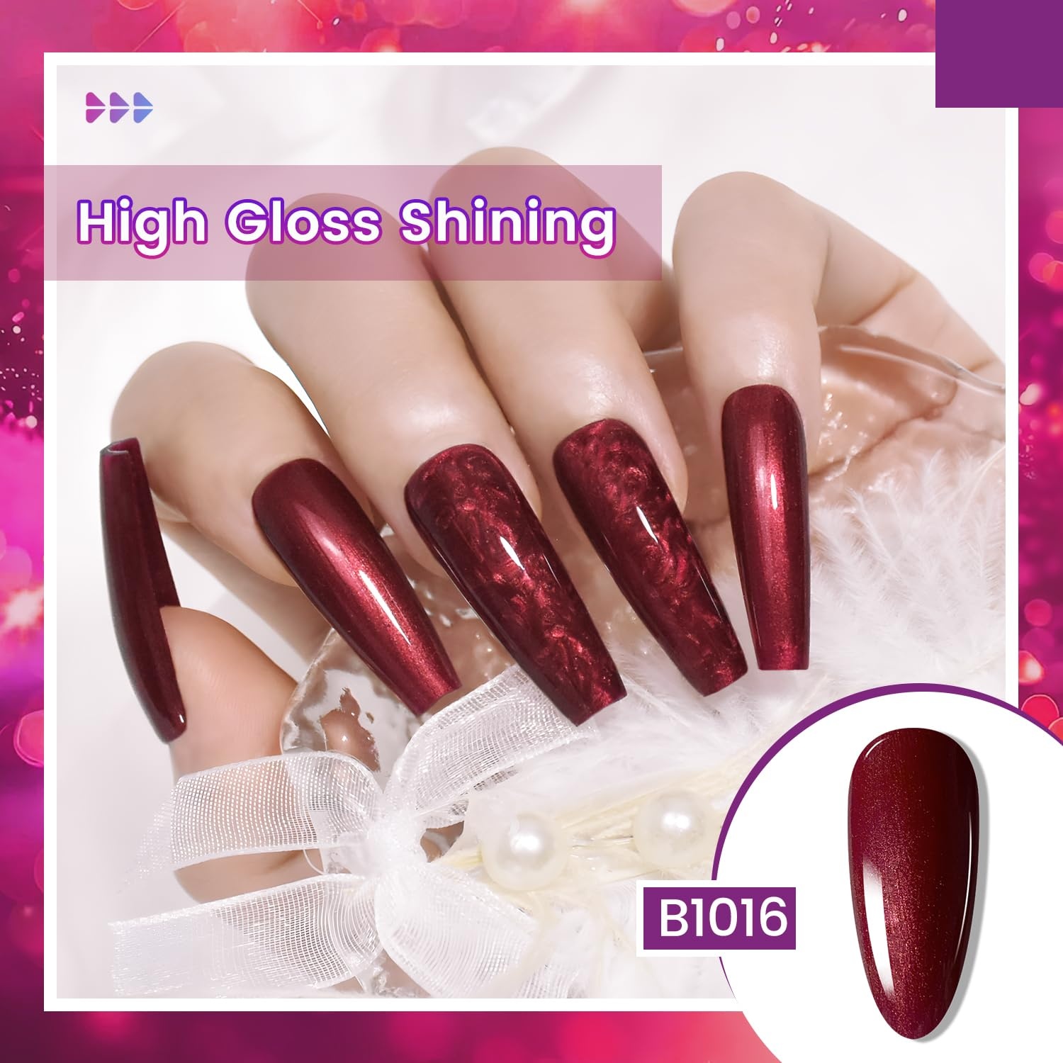 JODSONE 10ml Gel Nail Polish Set Red Glitter 6Colors Glitter Rose Red Gel Polish Lacquer Glossy Art for Nail and Salon Need U V Lamp(B1015-B1020) - view 2