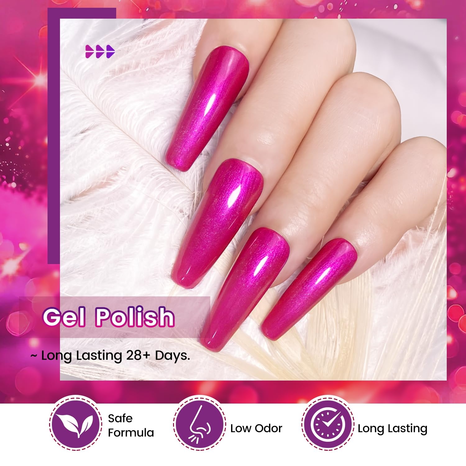 JODSONE 10ml Gel Nail Polish Set Red Glitter 6Colors Glitter Rose Red Gel Polish Lacquer Glossy Art for Nail and Salon Need U V Lamp(B1015-B1020) - view 3