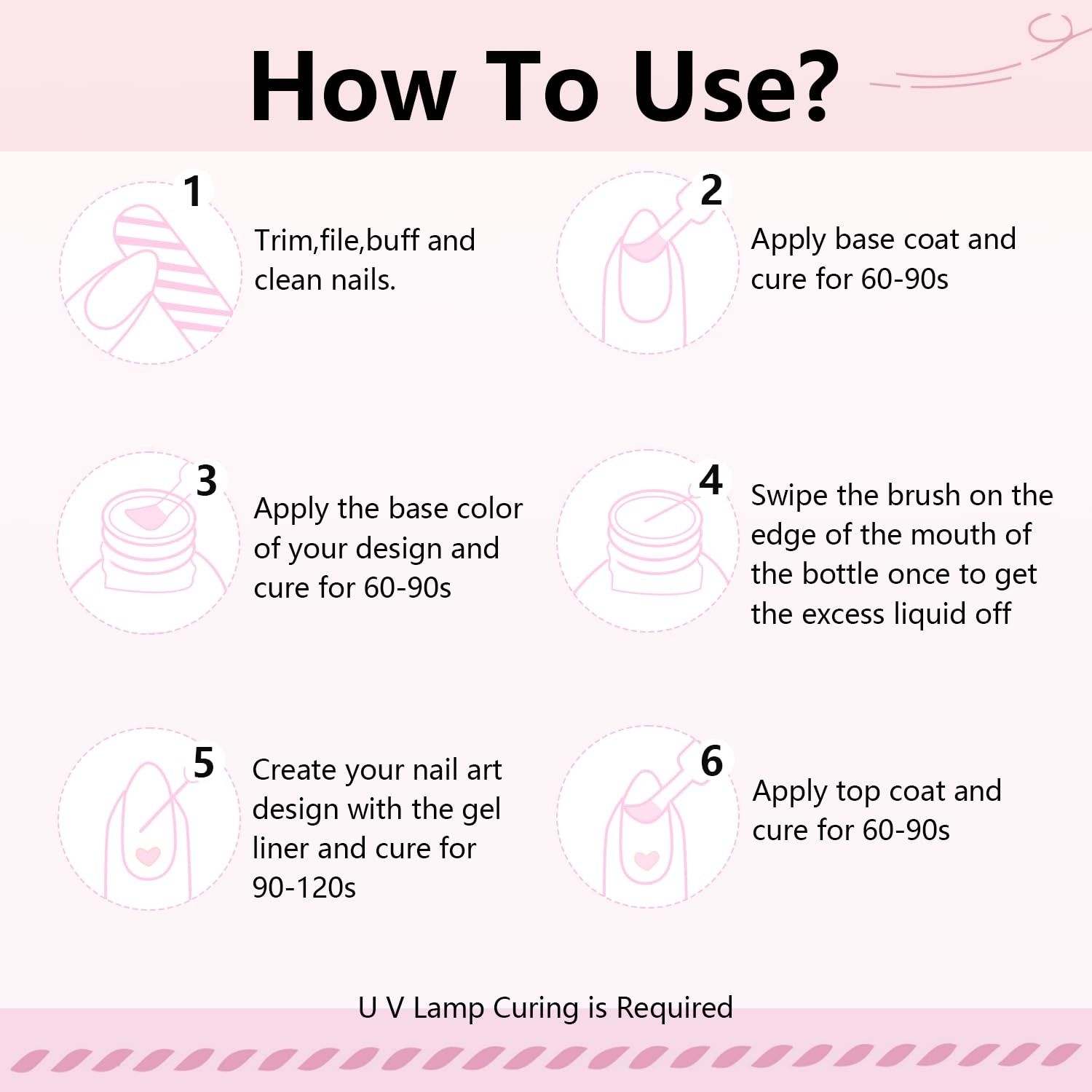 JODSONE Nude Pink Swirl Nail Art Liner Gel Polish,10ml Classic Color 3D Nail Art Pens Effect Nail Print Design with Thin Brush for French Tips Manicure Painting DIY at Home – LB05 - view 6