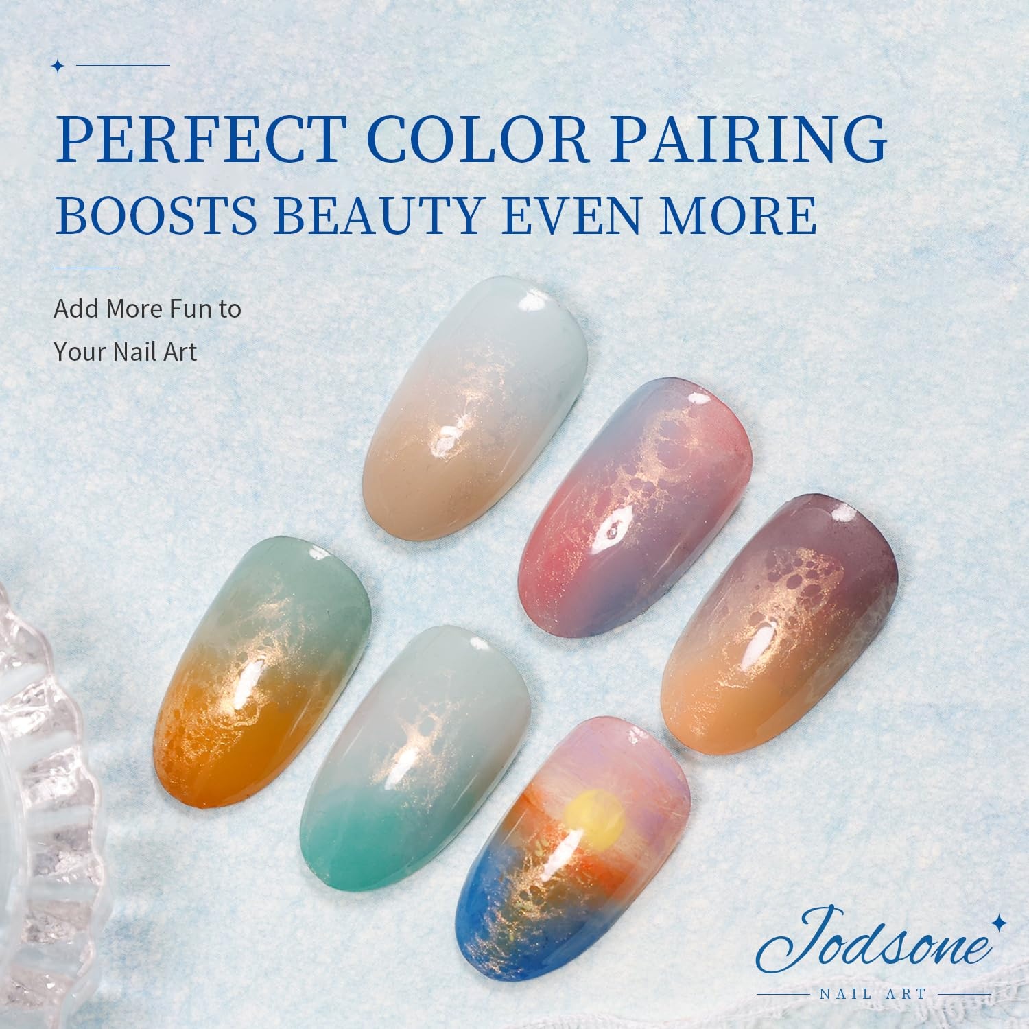 JODSONE Ocean Wave Blooming Gel Nail Polish,16.5ml Wave White Blooming Liquid for Spreading Wave Effect,High Fluidity Wave Textures for DIY Nail Art Design,Applied Over Uncured Base Gel(B1503)