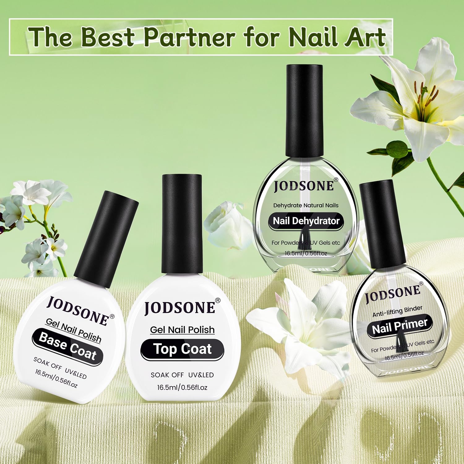 JODSONE 3Pcs 16.5ml Top Coat and Base Coat Set with Gel Nail Remover No Wipe Top Coat Base Need U V Lamp Cured Gel Nail Remover for Quick and Easy Removal At Home(GN006) - view 5