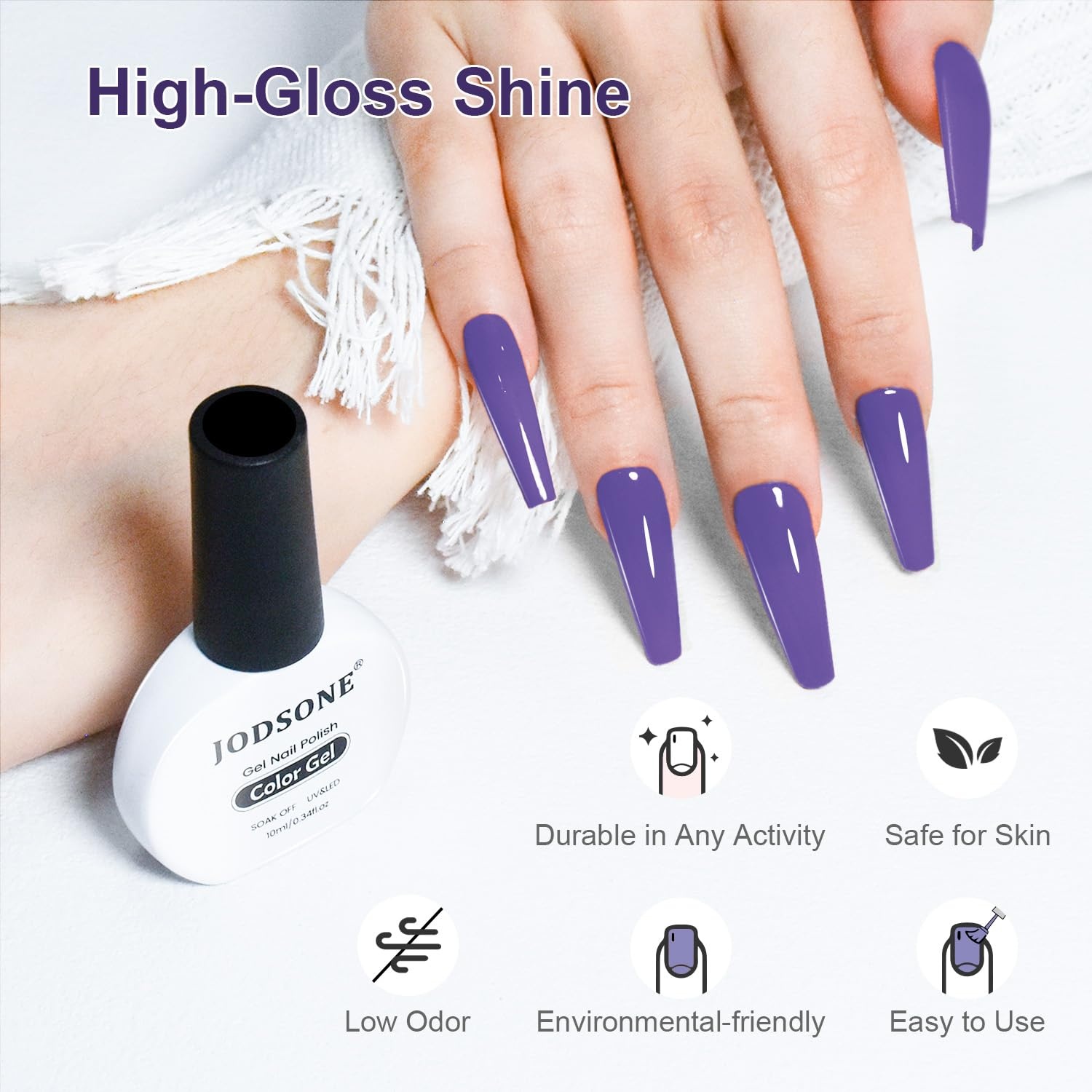 JODSONE 10ml Gel Nail Polish Dark Purple Gel Polish Lavender Purple High Gloss Soak Off U V Nail Manicure Salon DIY at Home - view 5