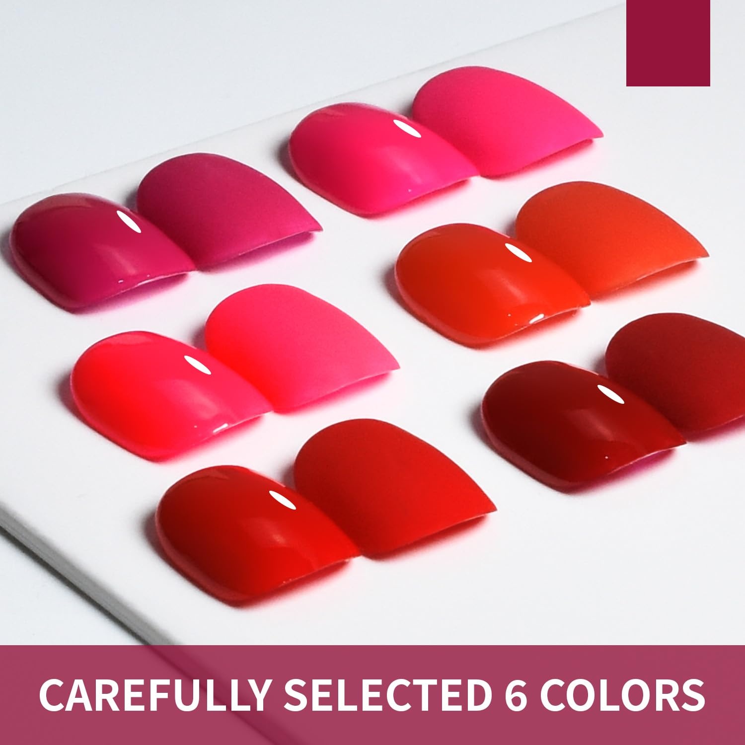 JODSONE 10ml Red Gel Nail Polish Set 6Colors and Base Coat Top Coat