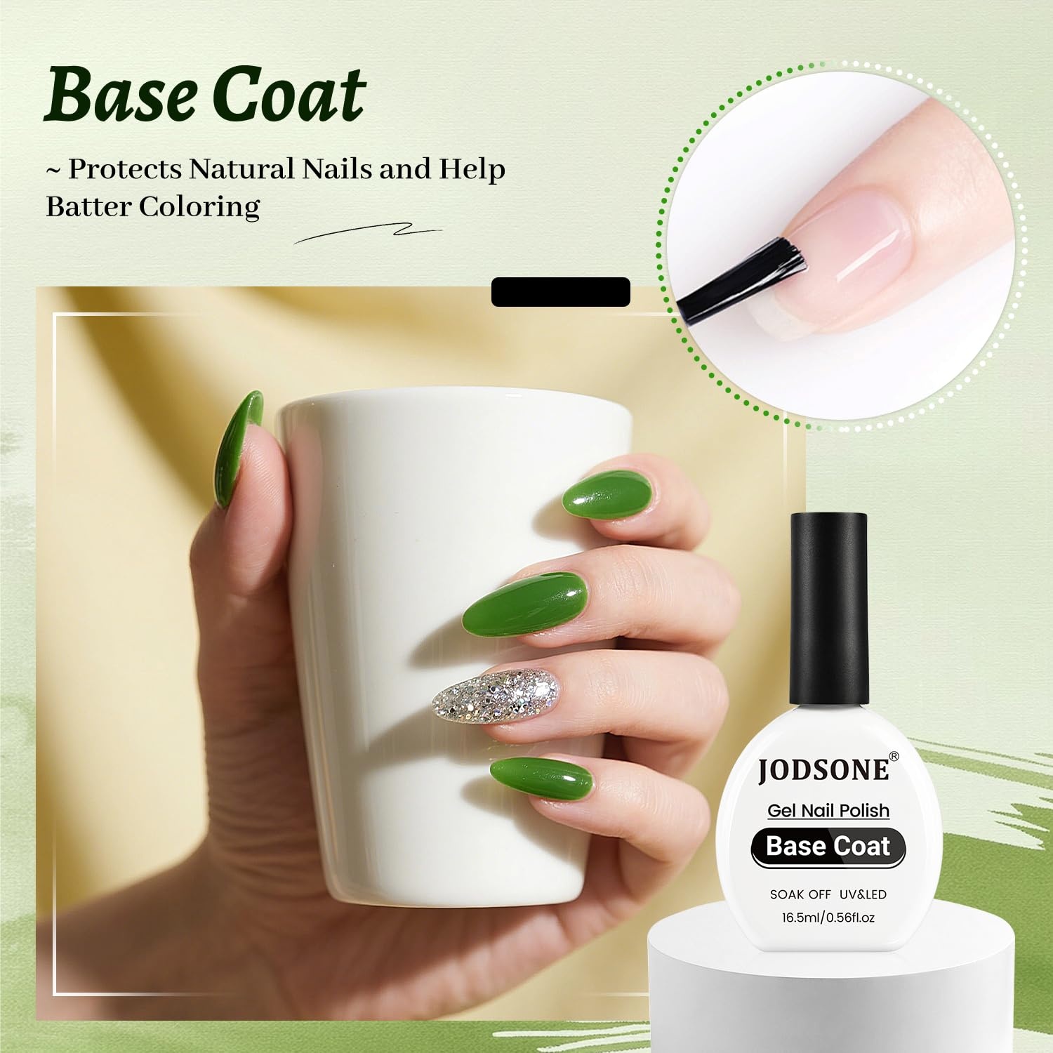 JODSONE 3Pcs 16.5ml Top Coat and Base Coat Set with Gel Nail Remover No Wipe Top Coat Base Need U V Lamp Cured Gel Nail Remover for Quick and Easy Removal At Home(GN009) - view 2