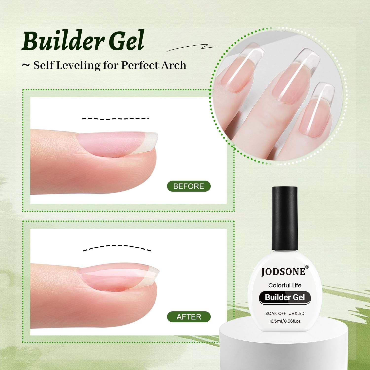 JODSONE 3Pcs 16.5ml Top Coat and Base Coat Set with Gel Nail Remover No Wipe Top Coat Base Need U V Lamp Cured Gel Nail Remover for Quick and Easy Removal At Home(GN009) - view 4