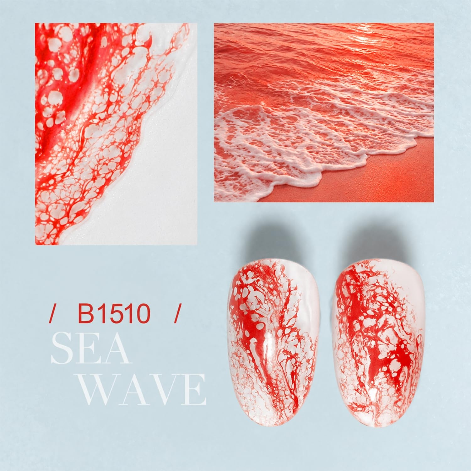 JODSONE Ocean Wave Blooming Gel Nail Polish,16.5ml Wave White Blooming Liquid for Spreading Wave Effect,High Fluidity Wave Textures for DIY Nail Art Design,Applied Over Uncured Base Gel(B1510)