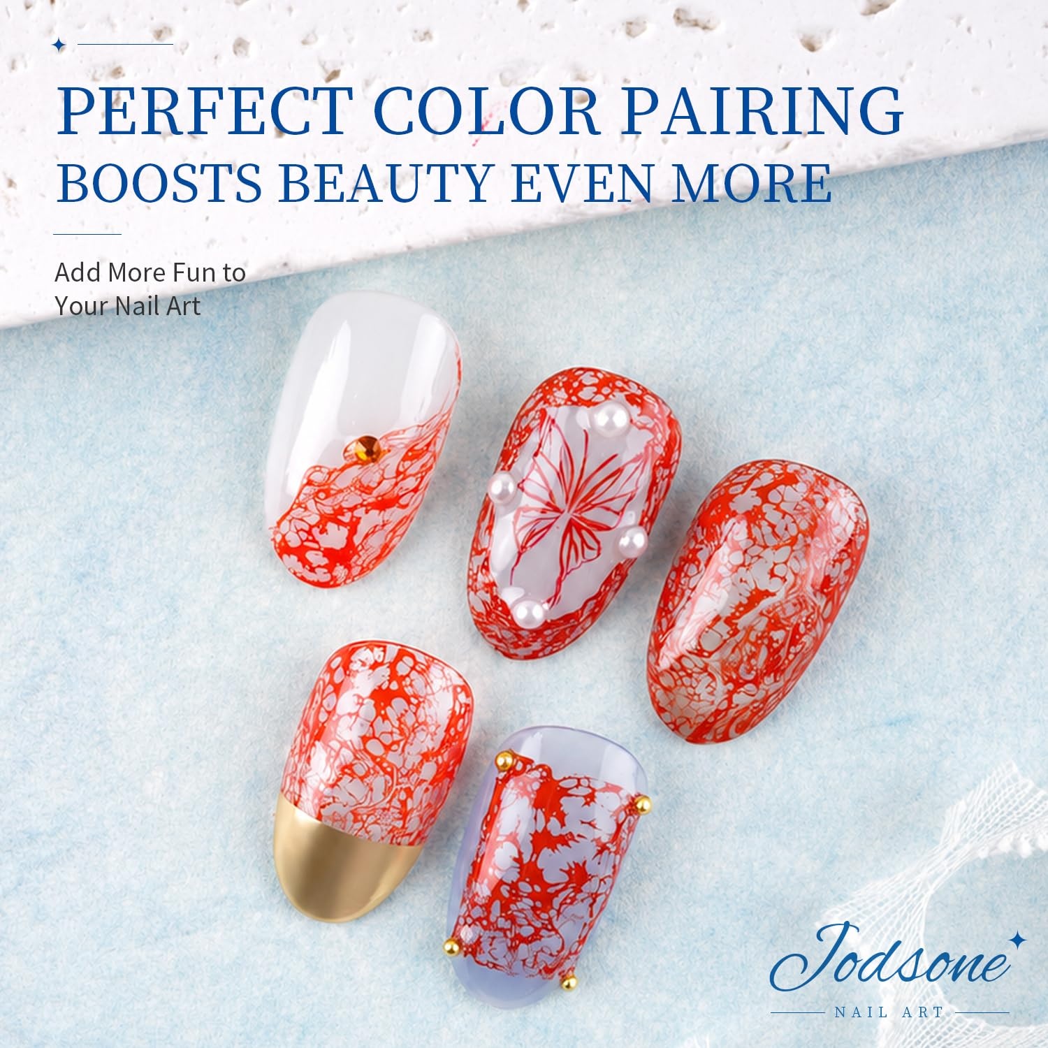 JODSONE Ocean Wave Blooming Gel Nail Polish,16.5ml Wave White Blooming Liquid for Spreading Wave Effect,High Fluidity Wave Textures for DIY Nail Art Design,Applied Over Uncured Base Gel(B1510) - view 2