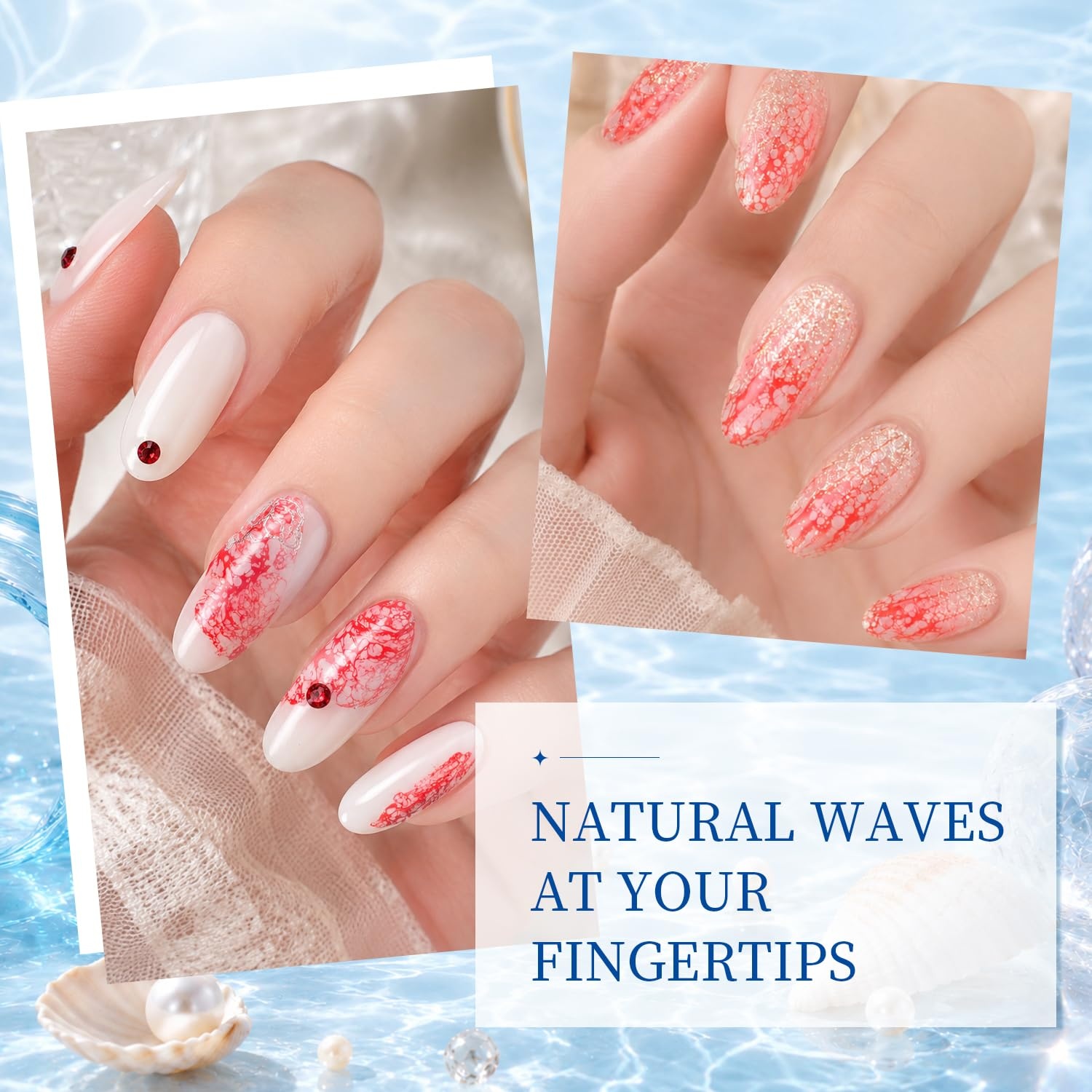 JODSONE Ocean Wave Blooming Gel Nail Polish,16.5ml Wave White Blooming Liquid for Spreading Wave Effect,High Fluidity Wave Textures for DIY Nail Art Design,Applied Over Uncured Base Gel(B1510) - view 6