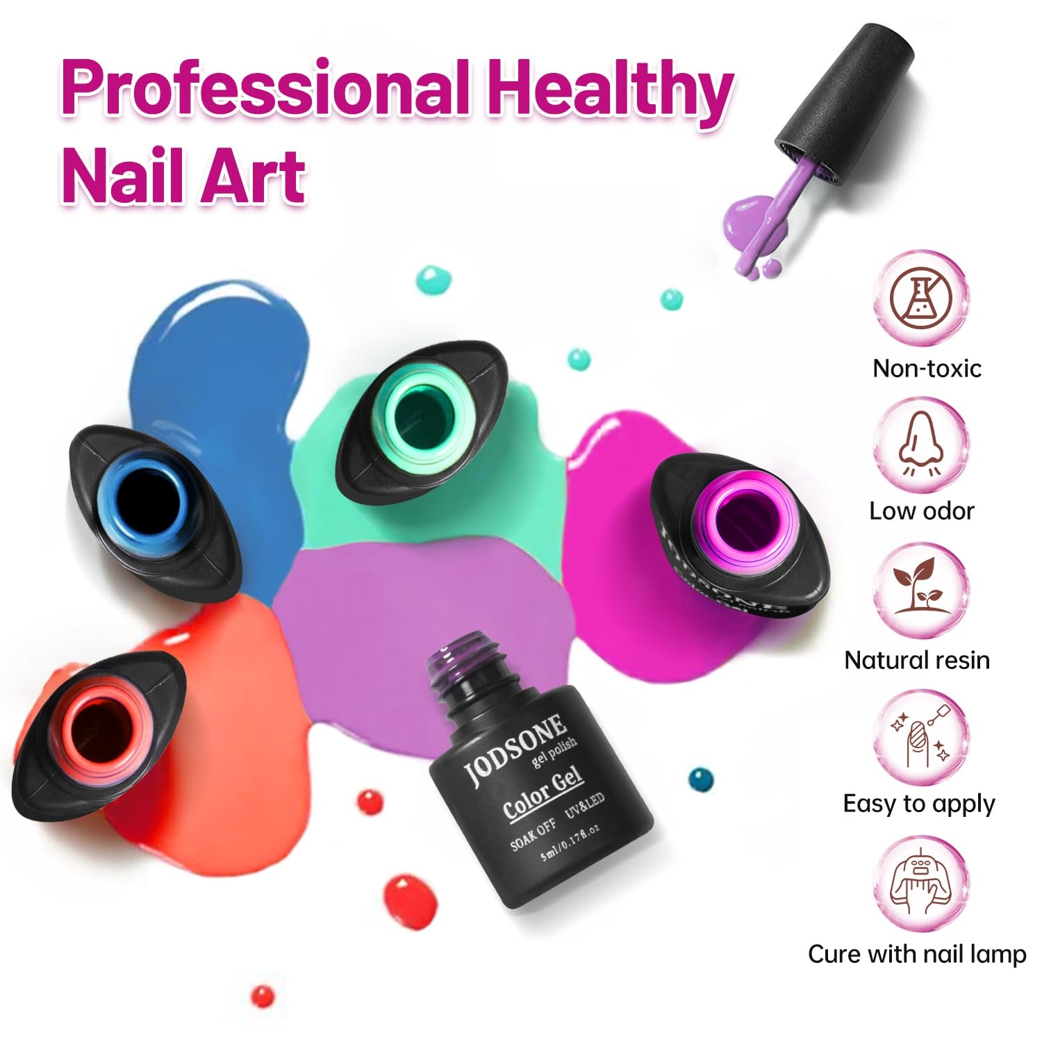 JODSONE 12 PCS Gel Nail Polish Set with Base Coat and Top Coat Limited Red Pink High Gloss Fashion Gifts for Women & Girls(20SET-5) - view 2