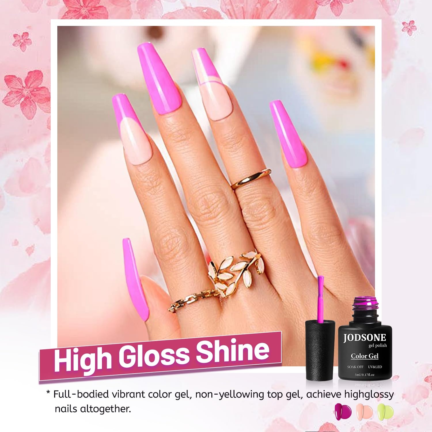 JODSONE 12 PCS Gel Nail Polish Set with Base Coat and Top Coat Limited Red Pink High Gloss Fashion Gifts for Women & Girls(20SET-5) - view 4