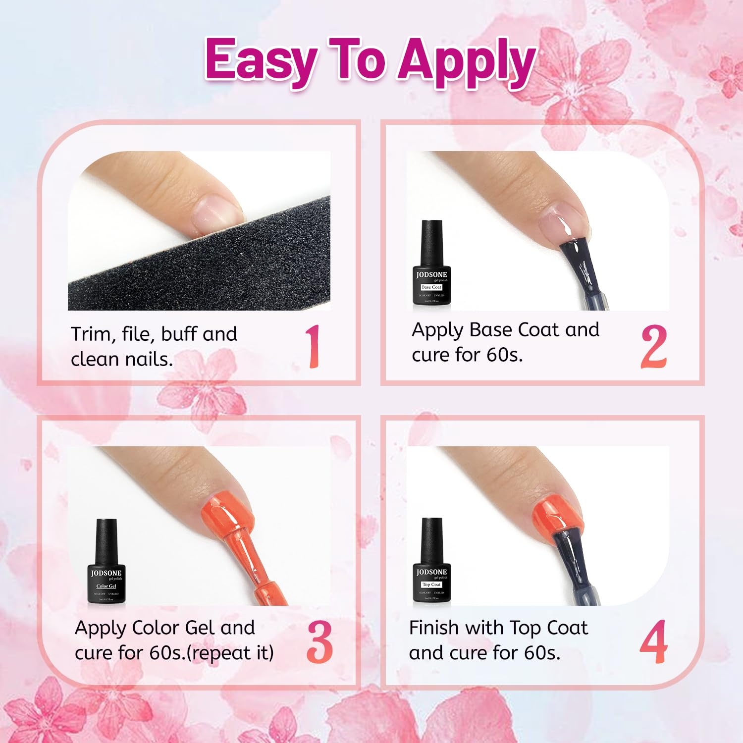 JODSONE 12 PCS Gel Nail Polish Set with Base Coat and Top Coat Limited Red Pink High Gloss Fashion Gifts for Women & Girls(20SET-5) - view 6