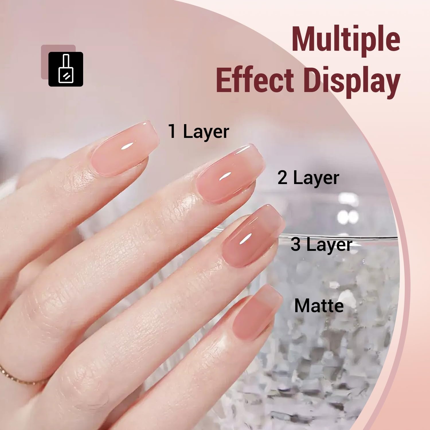 JODSONE 12 PCS Gel Nail Polish Set with Base Coat and Top Coat Limited Red Pink High Gloss Fashion Gifts for Women & Girls(10Color-Jelly) - view 5