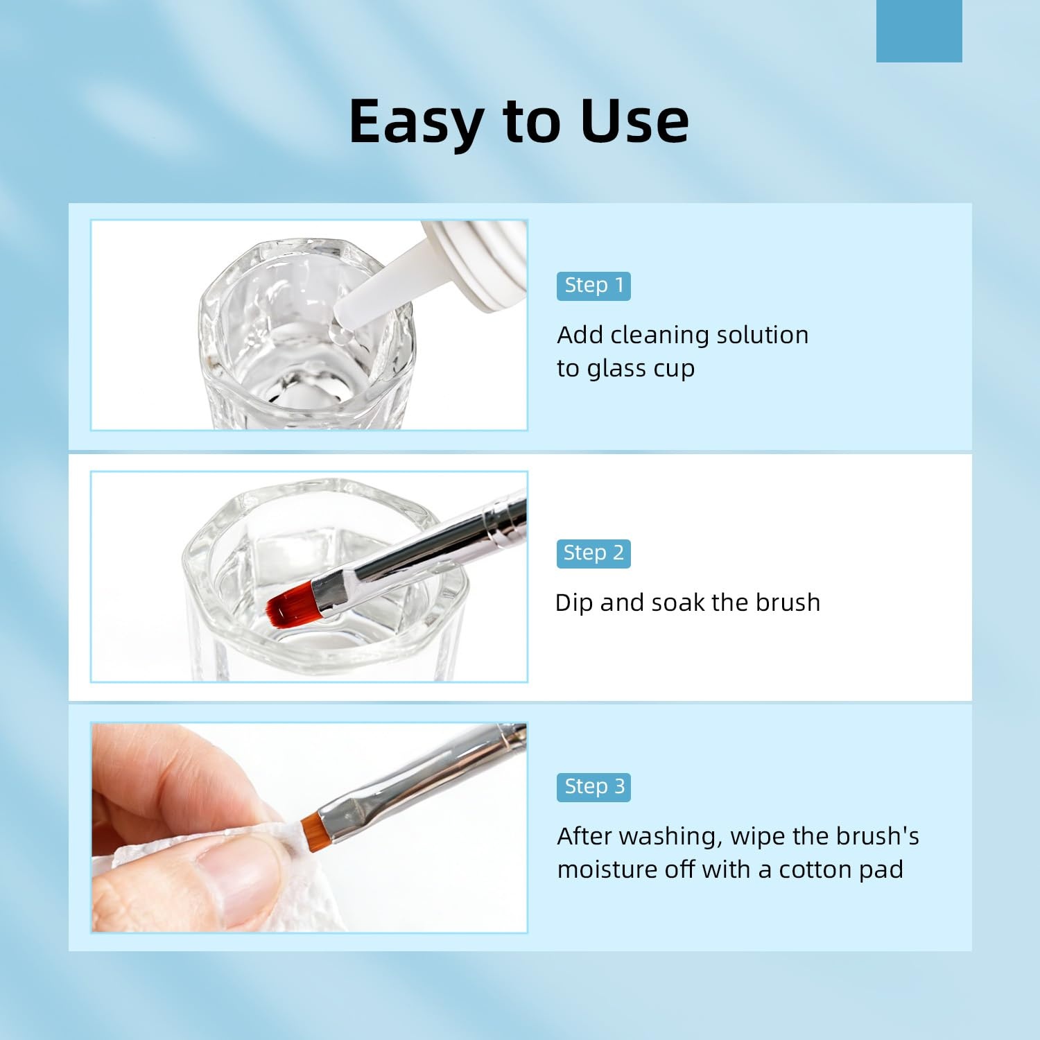 JODSONE 100ml Nail Art Brush Cleaner & Restorer for Gel Polish/Nail Extension Gel/Nails Art Liner/Dip Powder/Acrylic Builder Manicure Brush with A Crystal Cup Salon at Home - view 5