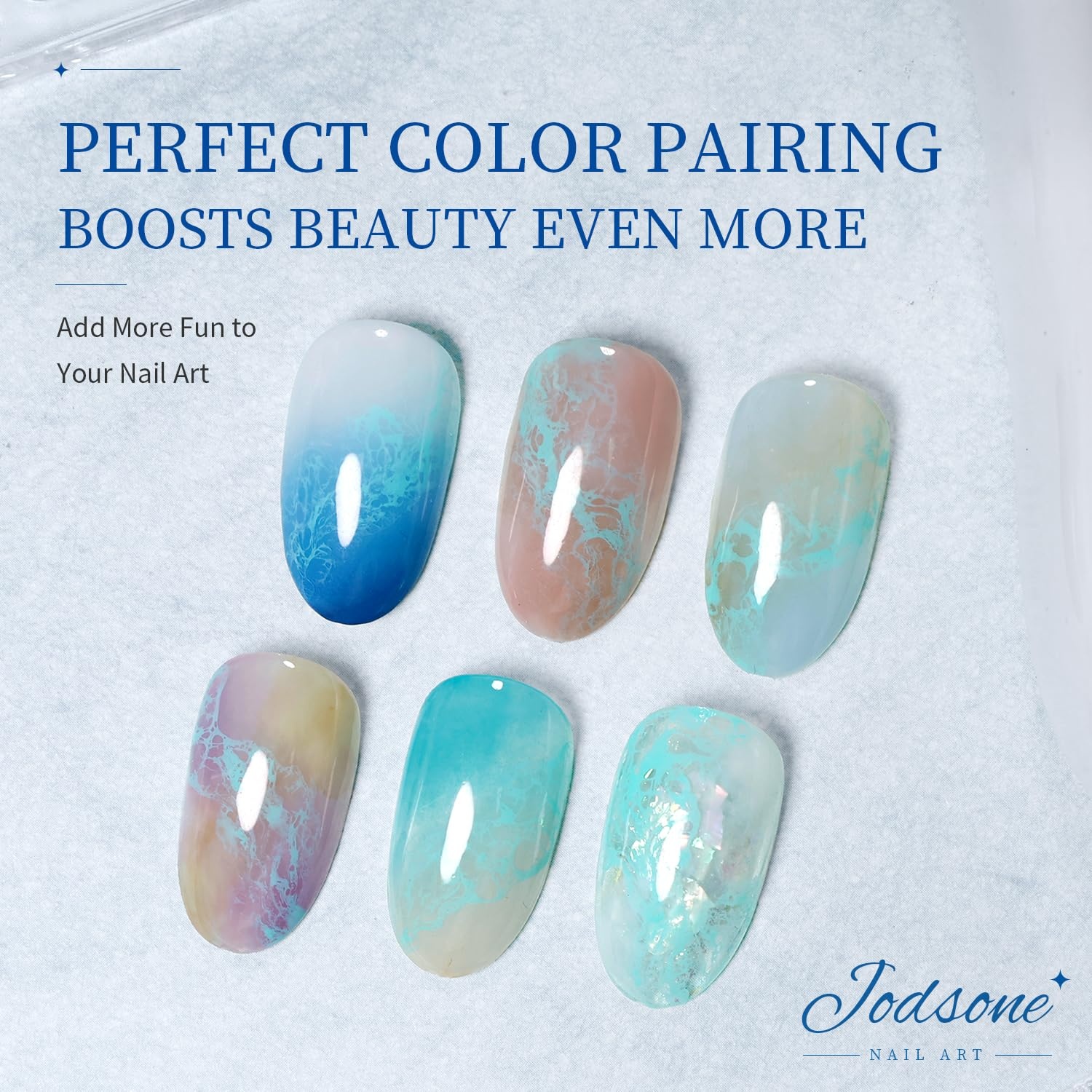 JODSONE Ocean Wave Blooming Gel Nail Polish,16.5ml Wave White Blooming Liquid for Spreading Wave Effect,High Fluidity Wave Textures for DIY Nail Art Design,Applied Over Uncured Base Gel(B1506)